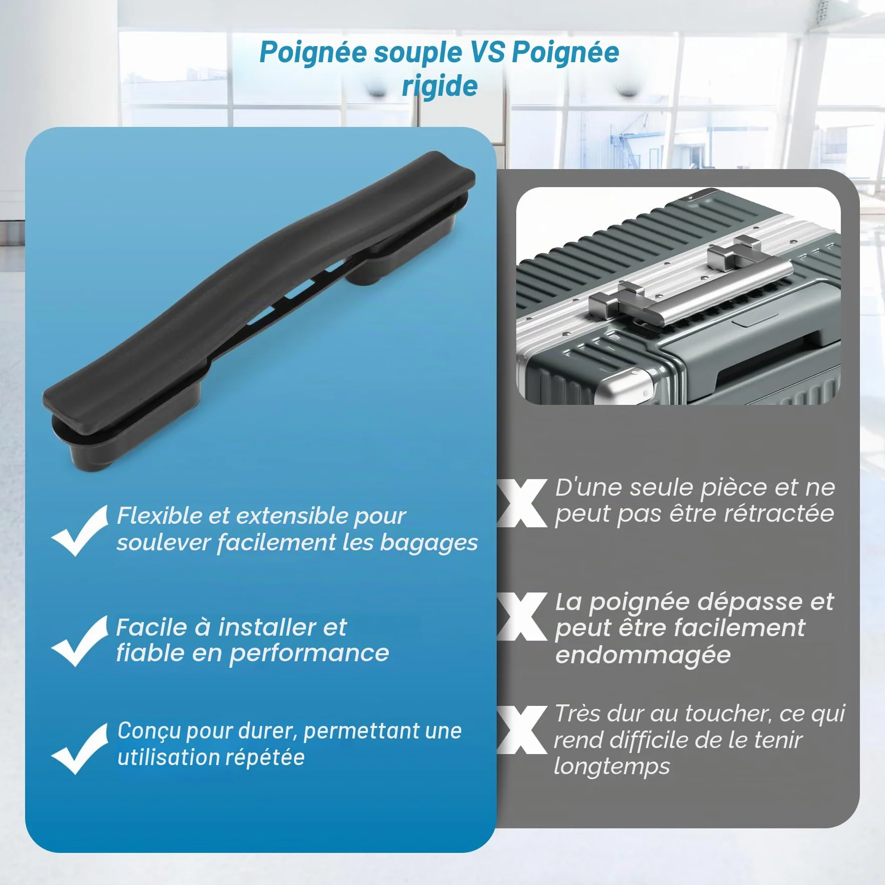 Volen Poignée de valise de remplacement transport réparation