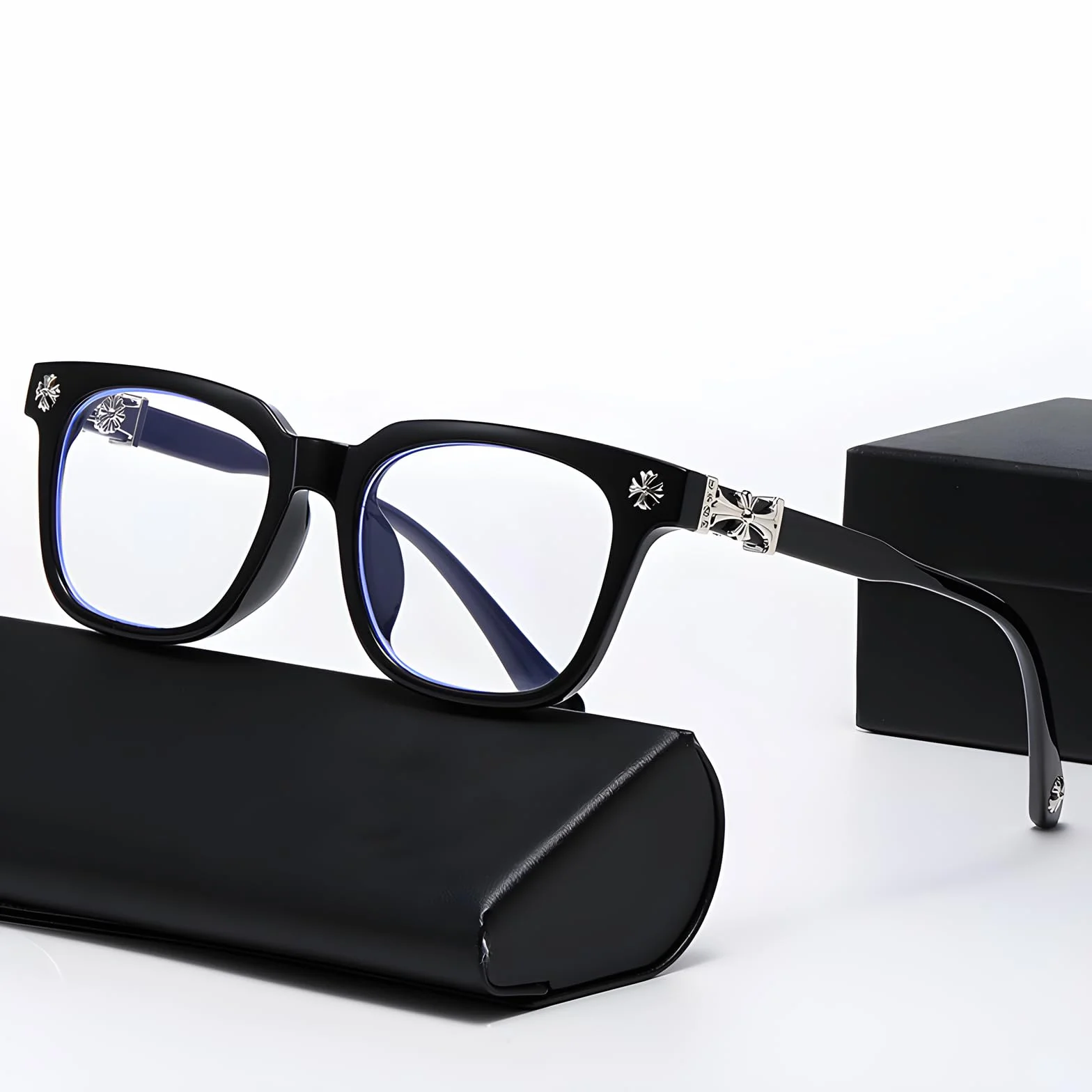 Lunettes classiques noires monture carrée épaisses pour hommes et femmes