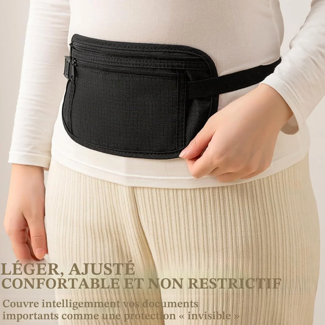 Ceinture d'argent dissimulée antivol RFID pour voyage, sport, téléphone portable