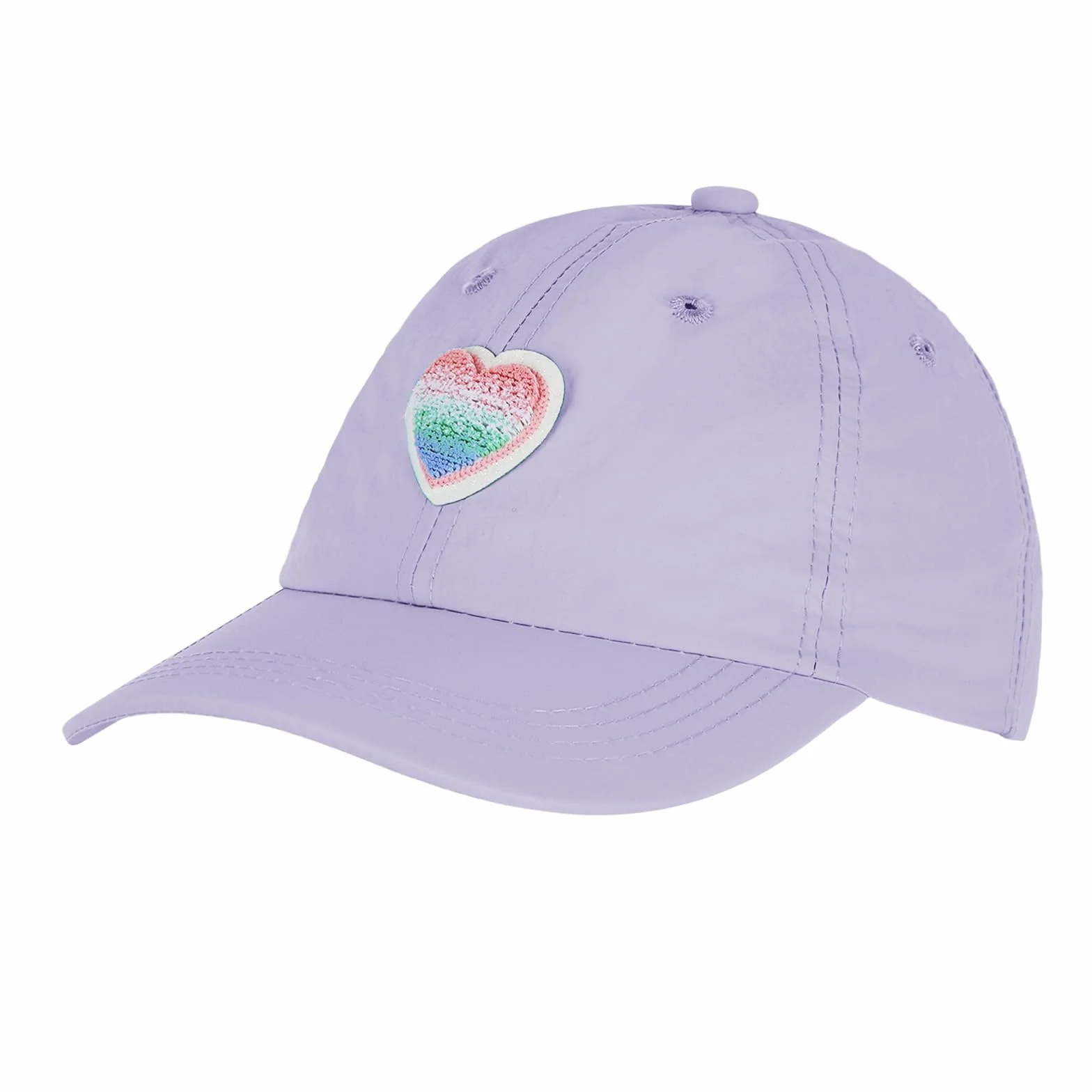 Casquette de Base-Ball Fille Motif Cœur Coloré Visière Enfant 3-8 Ans Chapeau Soleil Léger Respirant Réglable