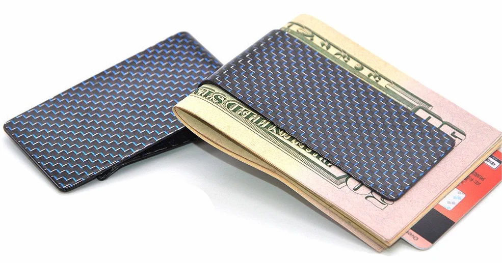 Pinces à Billets Money Clip Fibre de Carbone Titulaire Carte Bancaire Or Homme