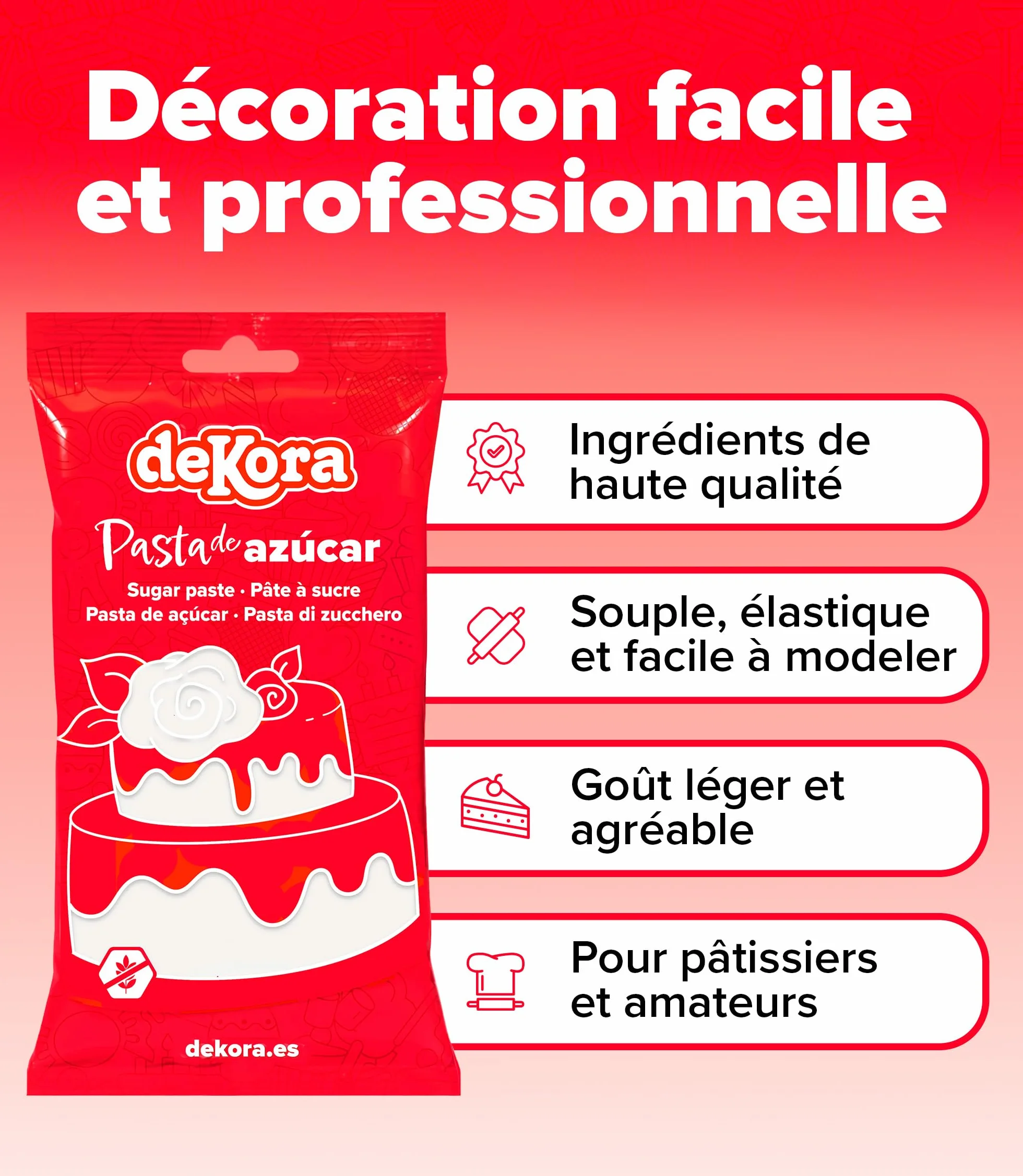 dekora - Pâte à Sucre Bleu Marine pour Décoration Gâteau et des Cupcakes - Sucre Fondant Prête à Dérouler pour la Réalisation de Toutes Sortes de Décorations - Facile à Travailler - 250 g