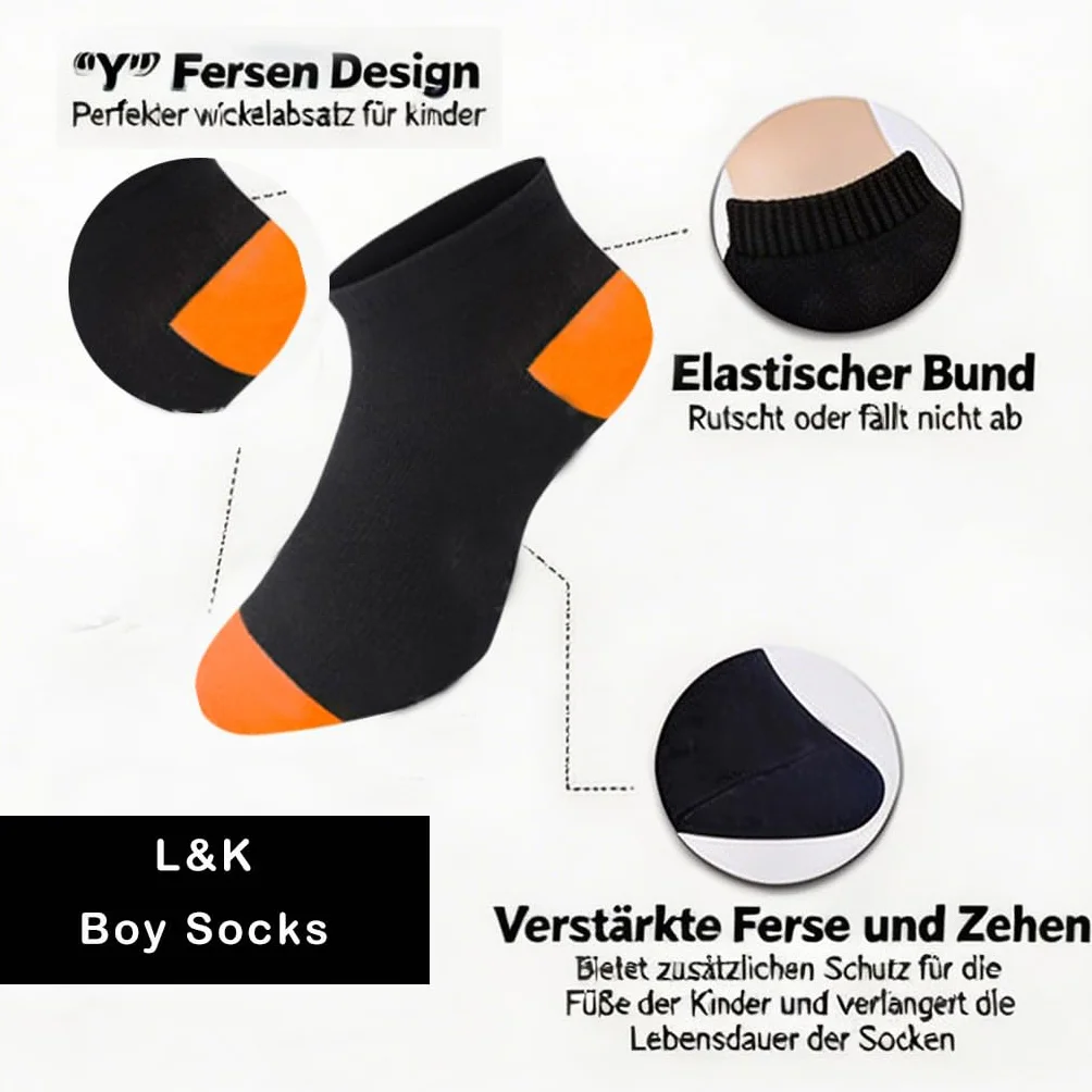 L&K-II Lot de 12 Chaussettes pour enfants chaussettes de sport coton motif football