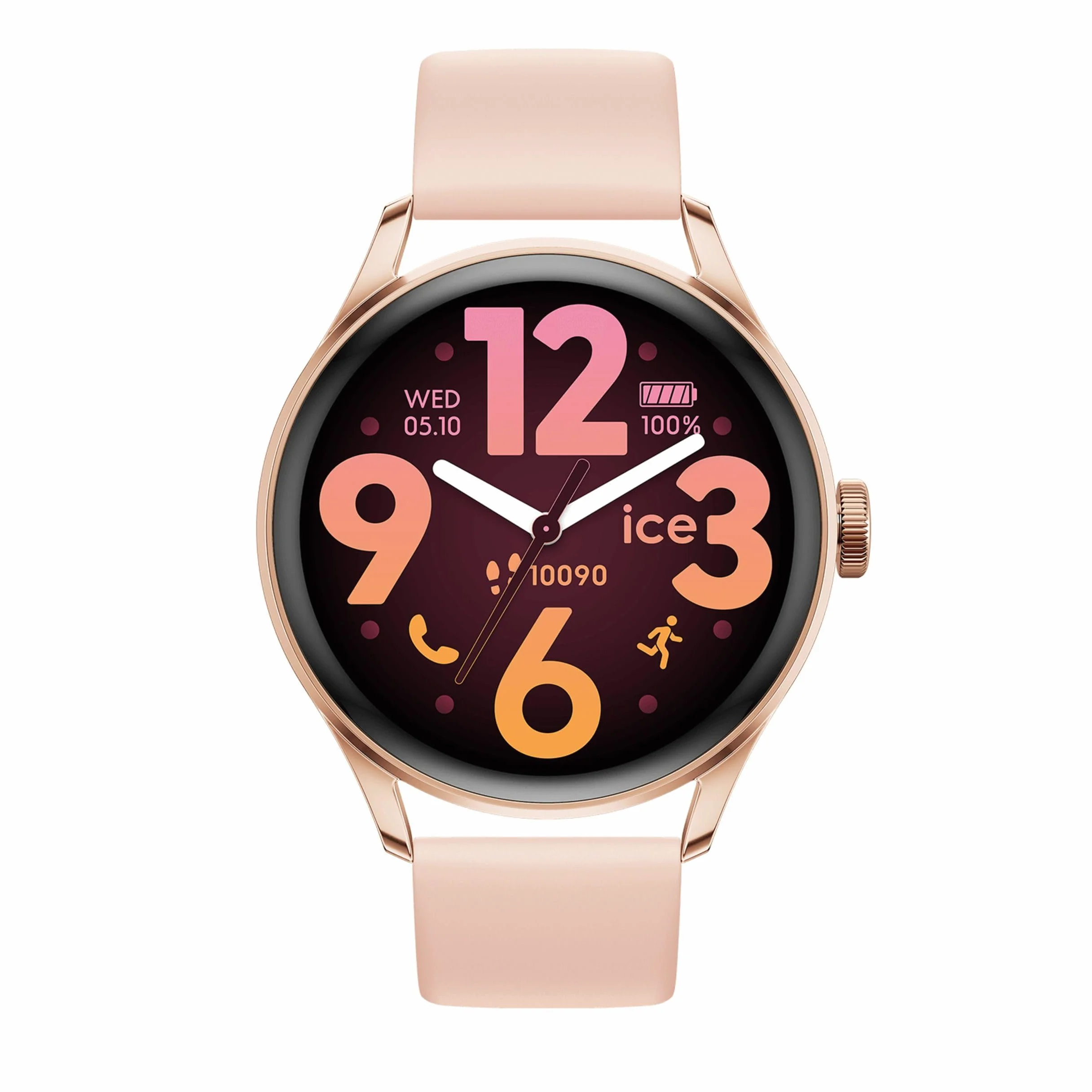 ICE-WATCH Ice Smart 3.0-1.2 Rose-Gold Nude AMOLED GPS Montre connectée Ronde pour Femme avec Bracelet en Silicone 1.20 Pouces