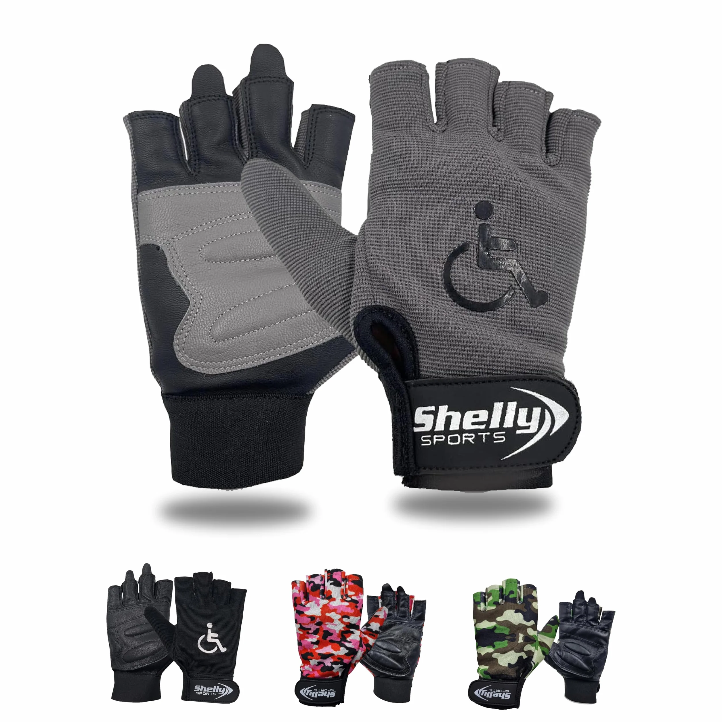 Gants de fauteuil roulant en cuir véritable paume rembourrée sans doigts antidérapants cyclisme légers M