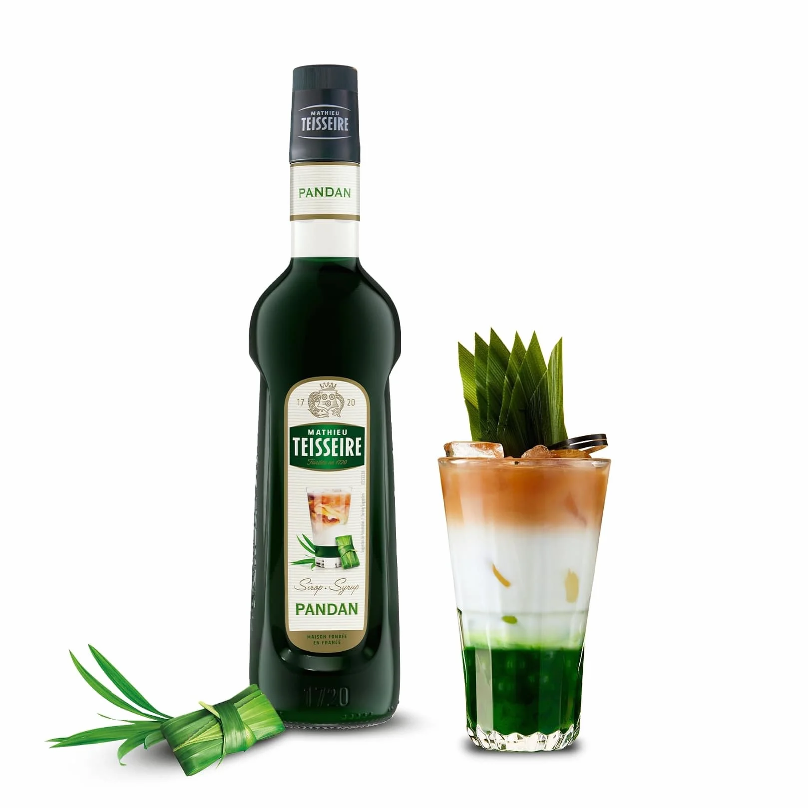 Sirop de Pandan Mathieu Teisseire, pour boissons, cocktails, mocktails, boissons gazeuses, limonades, milk-shakes, smoothies bouteille de 70cl c
