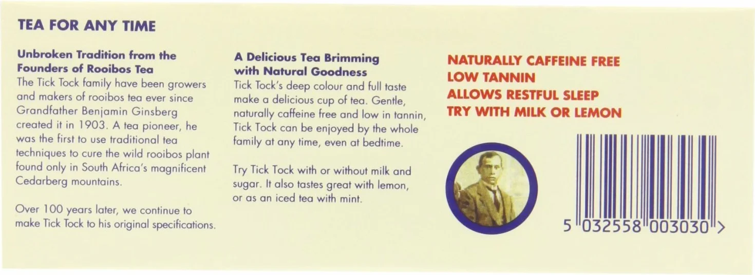 Tick ??Tock origine Rooibos Sachets de thé (80) - Paquet de 2