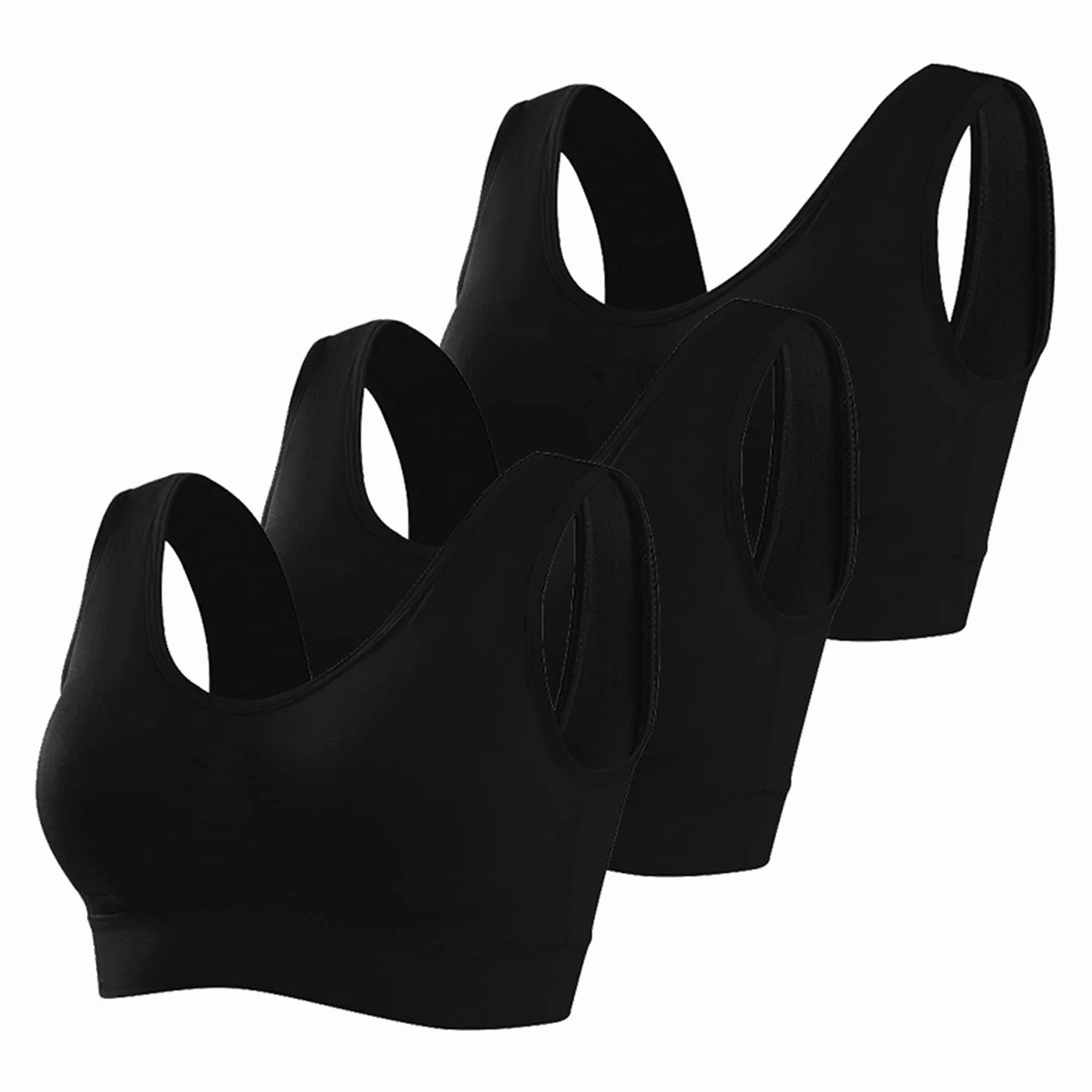 Lot de 3 Soutiens-Gorge de Sport Femme sans Armatures Grande Taille Football Running Yoga Brassière