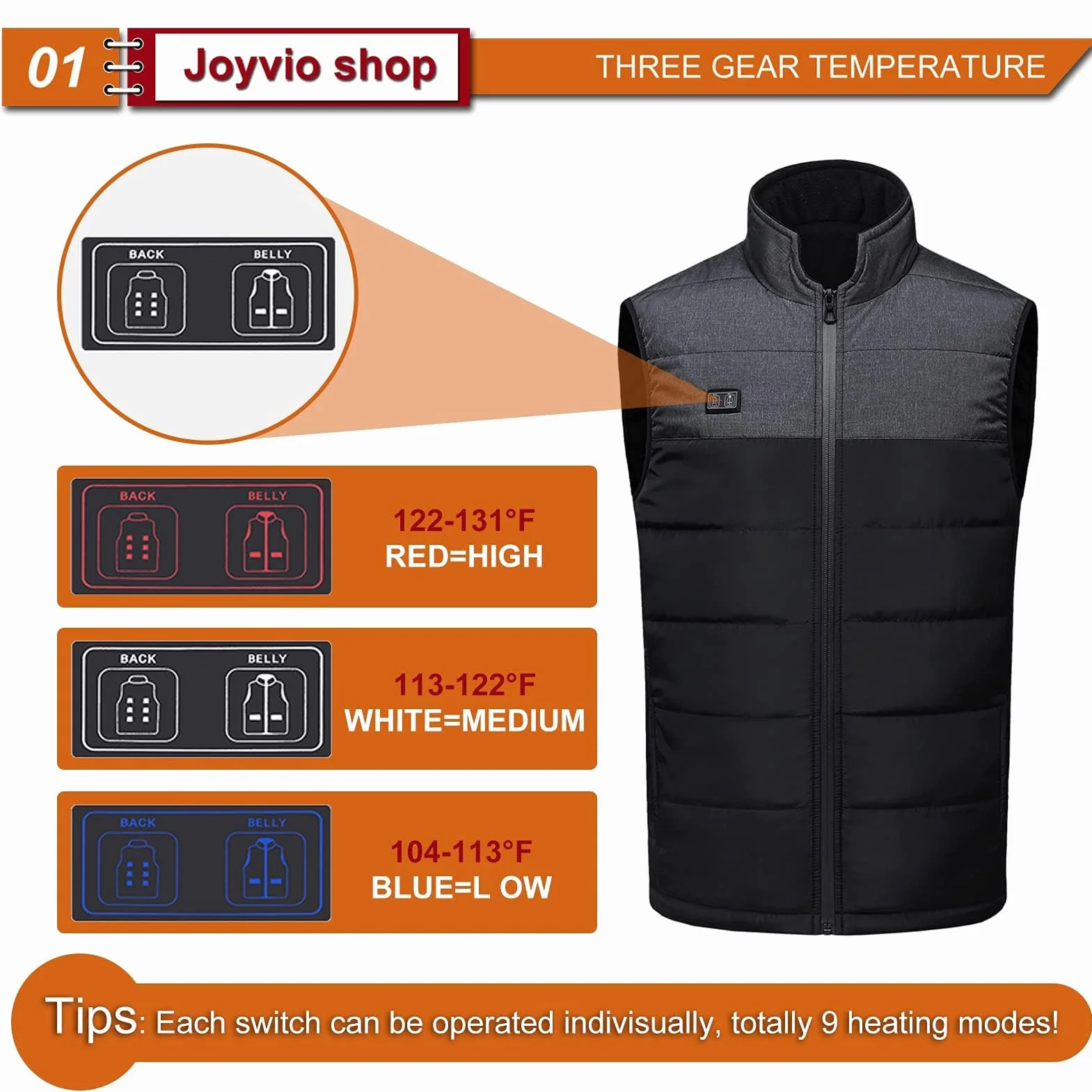 Veste chauffante électrique USB 9 zones chauffage hommes femmes manteau travail plein air