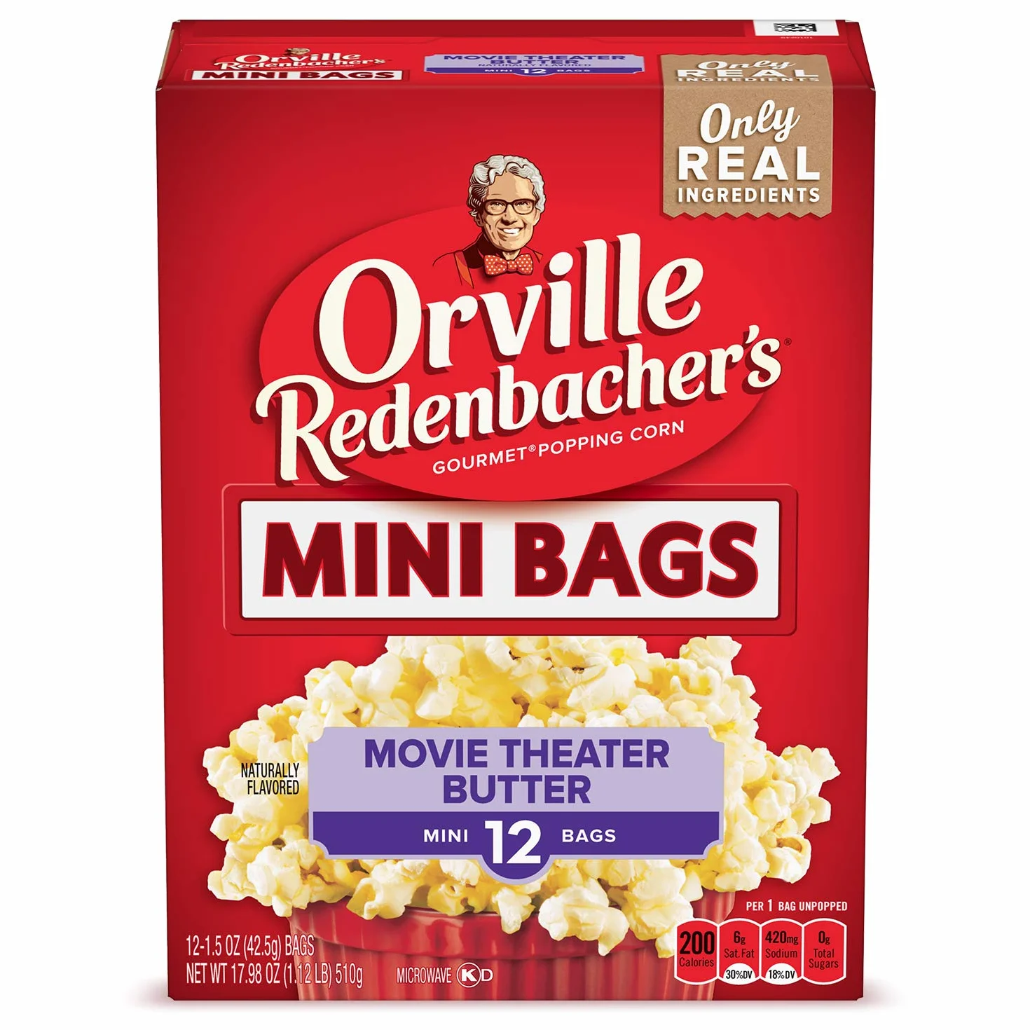 Orville Redenbacher's Movie Theater Lot de 12 sachets de pop-corn pour micro-ondes 42,5 g