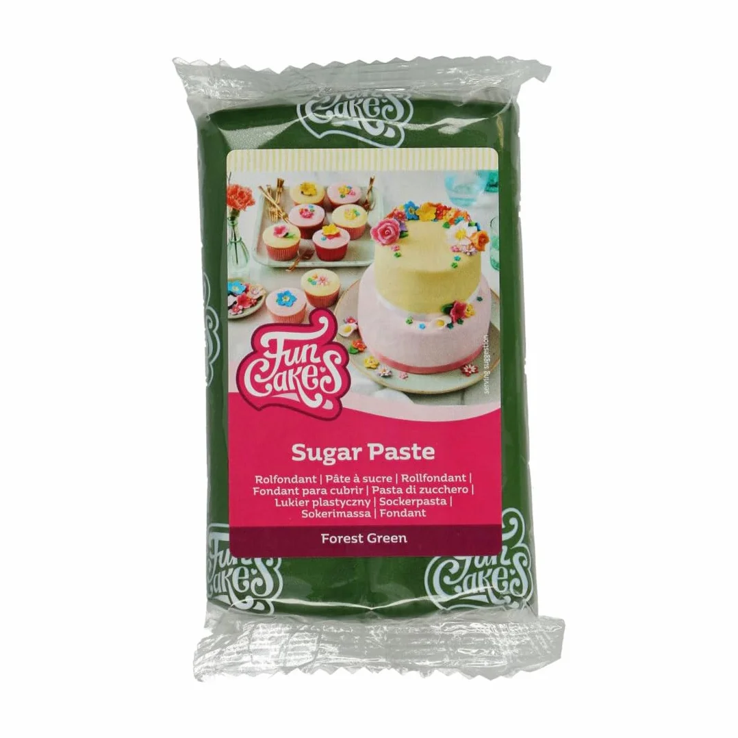 FunCakes Pâte à Sucre Forest Green: facile à utiliser, lisse, flexible, douce et pliable, parfaite pour la décoration de gâteaux, halal, casher et sans gluten. 250 g