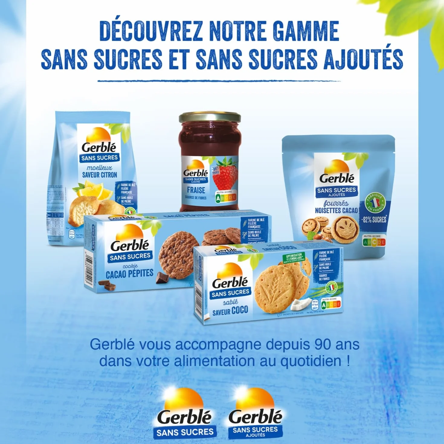 Gerblé Génoise Chocolat Orange Sans Sucres – Gâteaux Moelleux Sans Huile de Palme, Format Pratique, 1 lot de 8 paquets