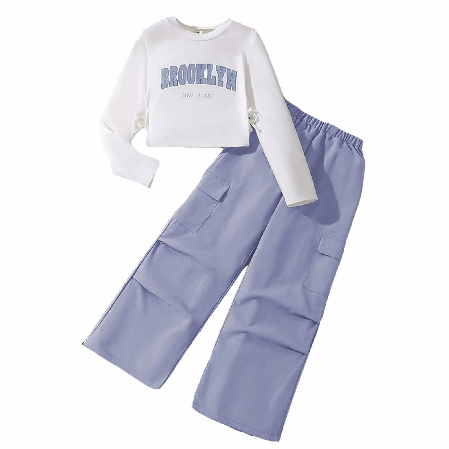 Survêtement pour fille 2 pièces sweat manches longues pantalon jogging cargo