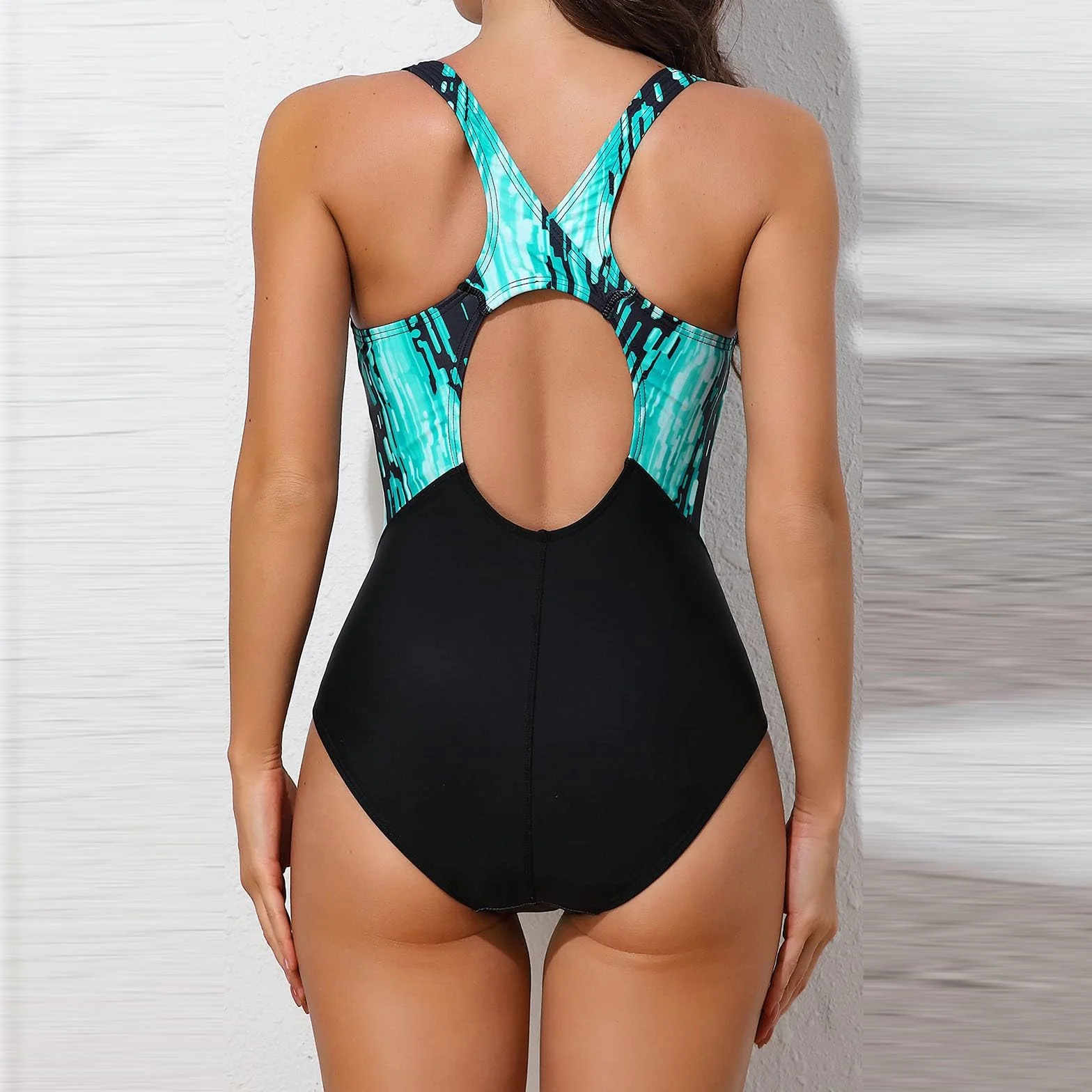 Maillot de Bain Femme 1 Pièce Gainant Push Up Ventre Plat Bretelles Épaisses Tissu Technique Respirant Séchage Rapide