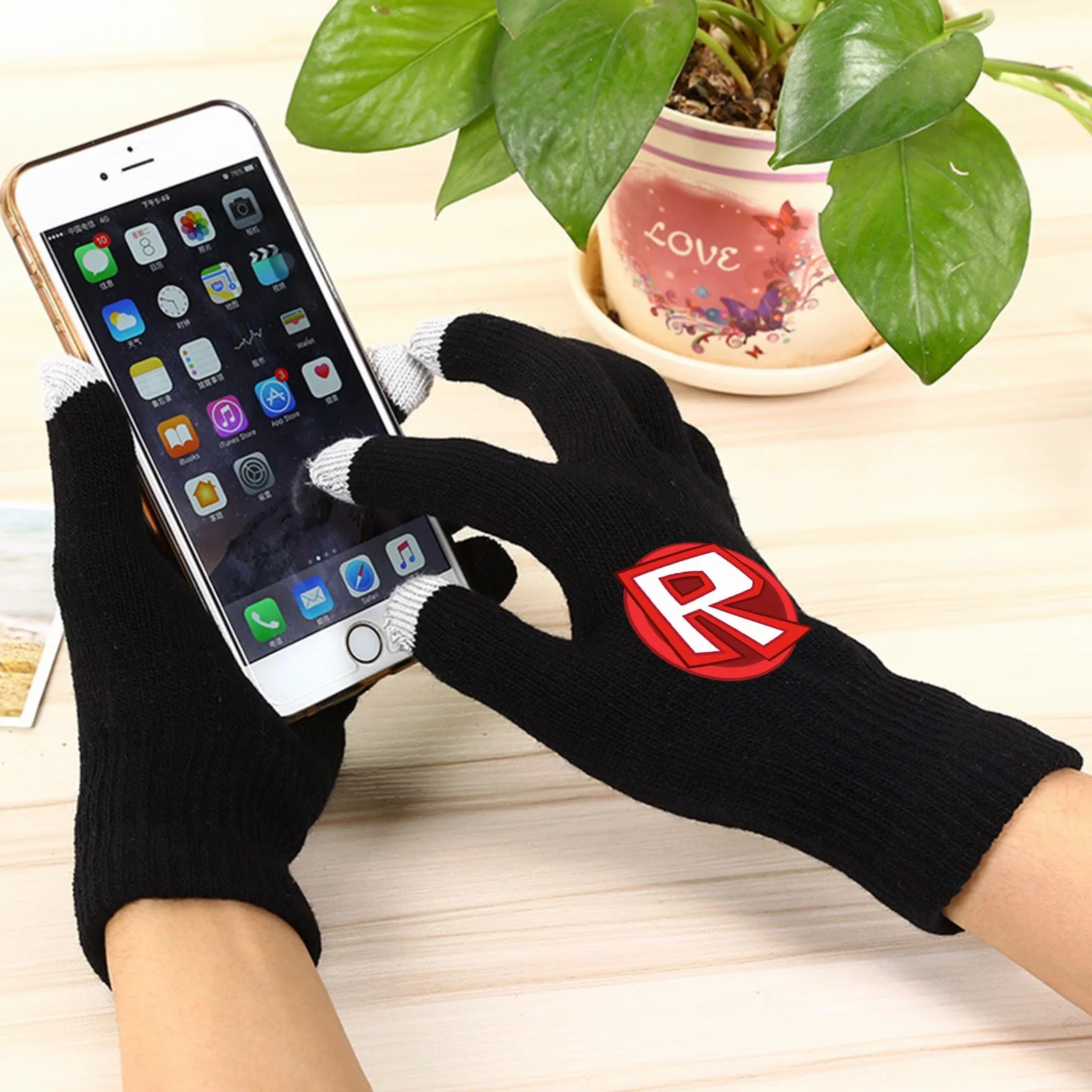 Gants Tactiles Roblo d'Hiver Tricotés Chauds et Doux Pour Sport Usage Quotidien