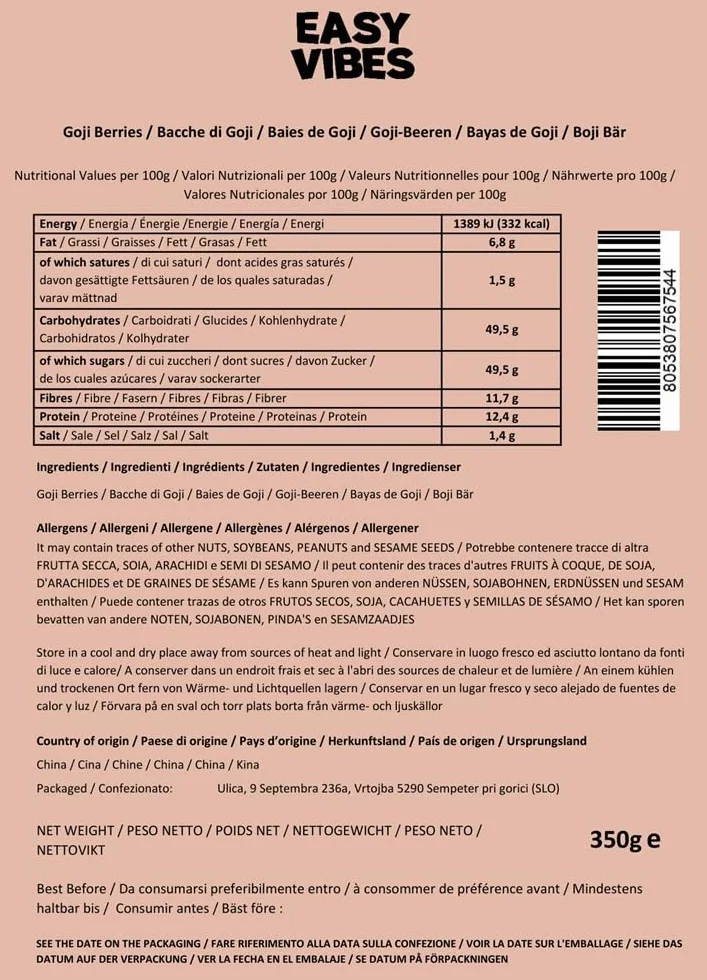 Easy Vibes - Baies de Goji Naturelles (350g) - Séchées