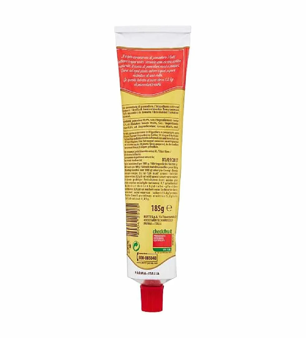 Mutti Lot de 4 tubes de sauce tomate triple concentrée 185 g