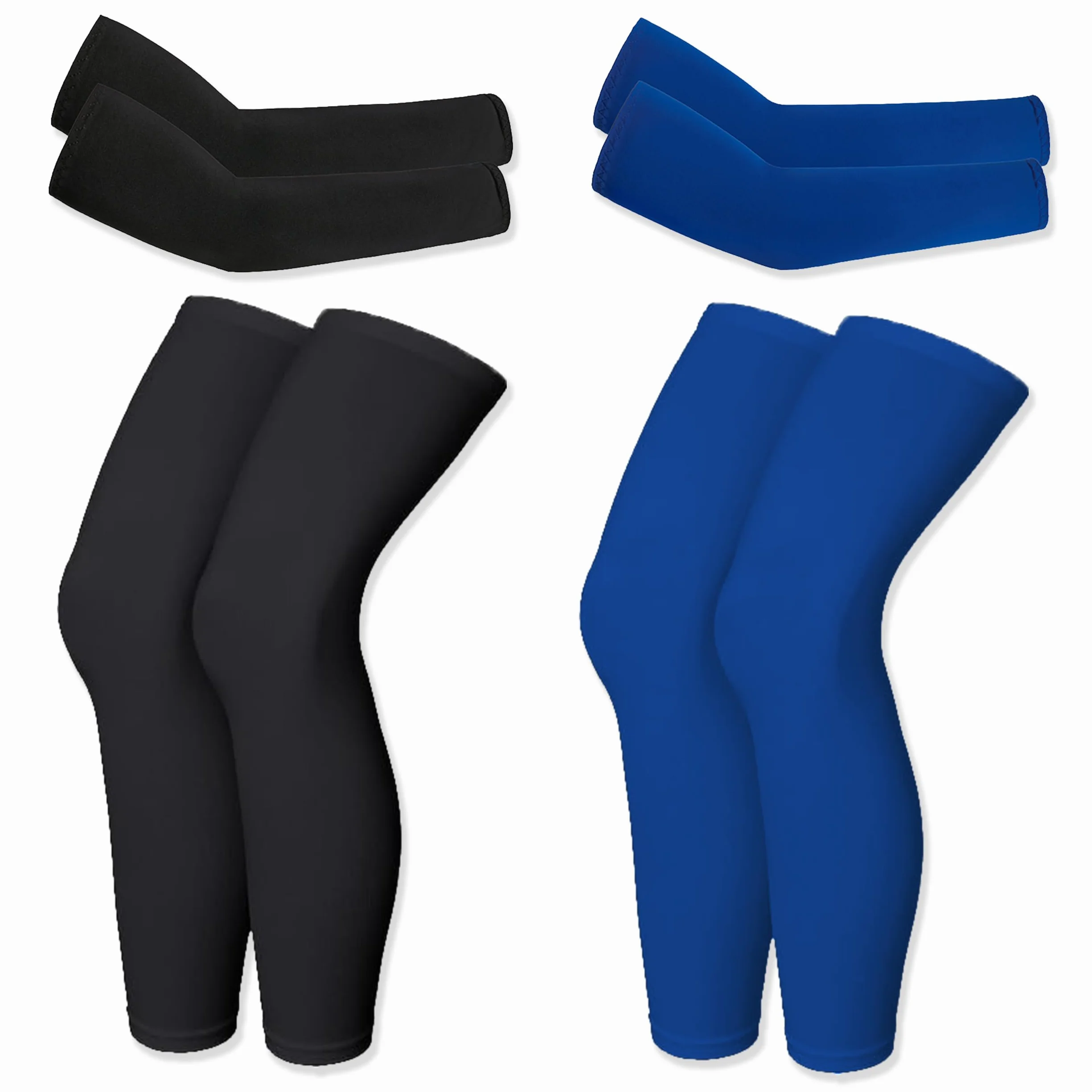 Manchon De Compression UV Été pour Vélo Course Basketball Football, 2 Paires Jambe et 2 Paires Bras