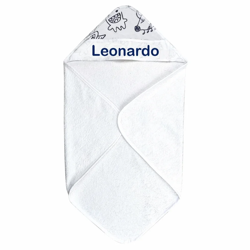 Almatex Peignoir bébé personnalisé avec nom triangle capuche 60 x 60 cm fabriqué en Italie