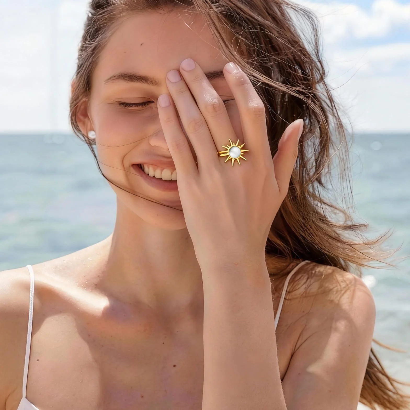 Bague Anti Stress Femme Acier Inoxydable Tournant Ouvert Spinner Anxiete Réglable