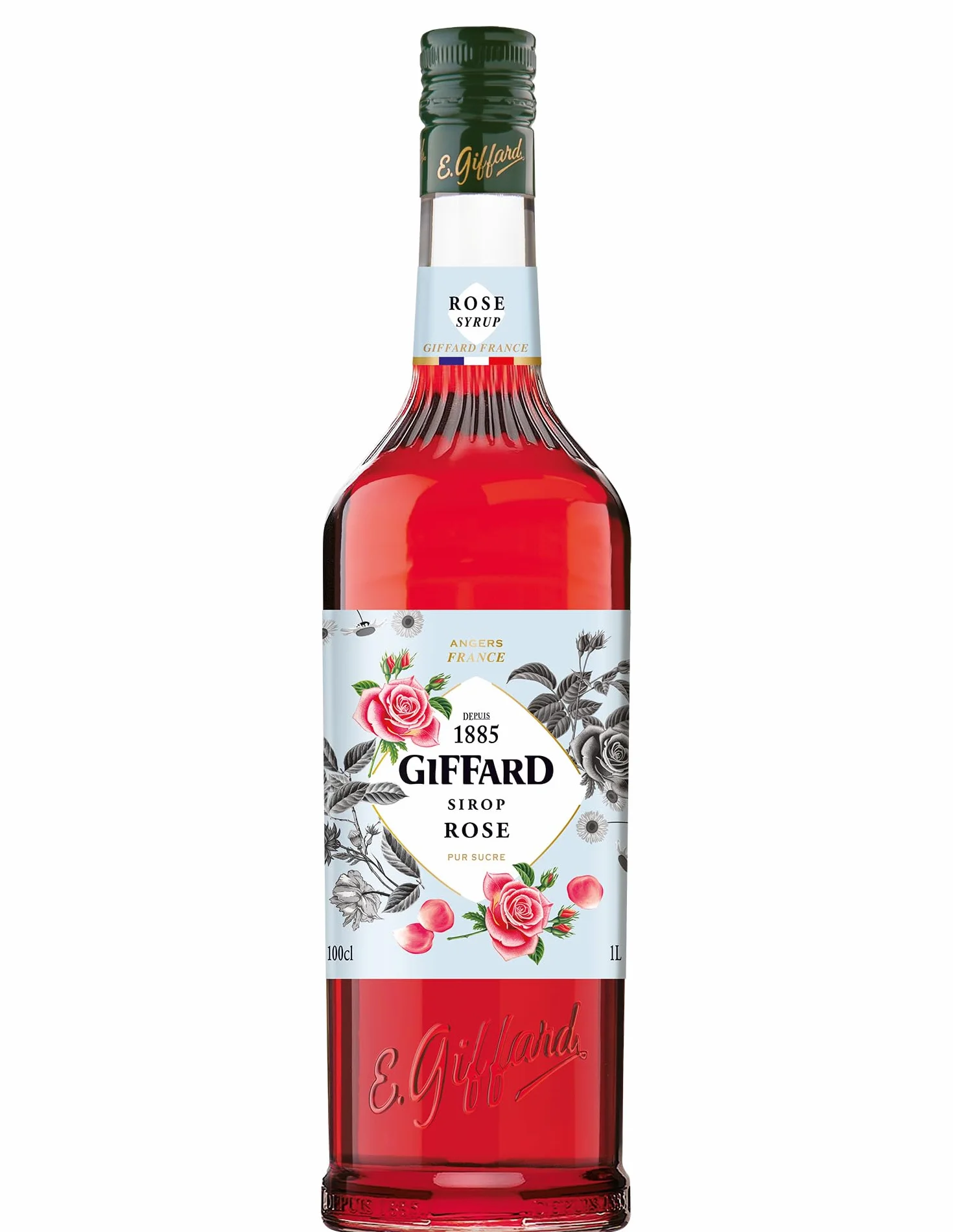 GIFFARD - Sirop de Rose - Recette et Fabrication Françaises - Floral et Intense - 1 Litre