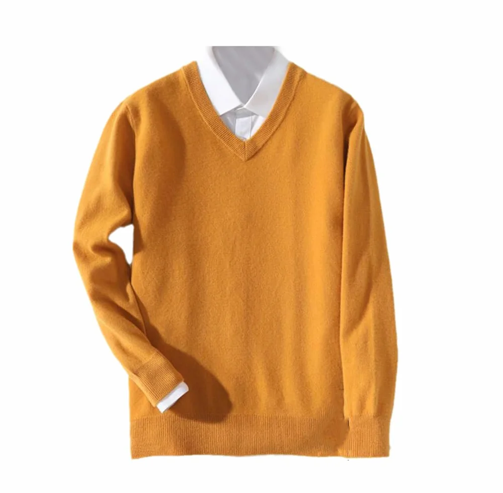 Pull en Cachemire Hommes Col en V Chandails Chaud Classique