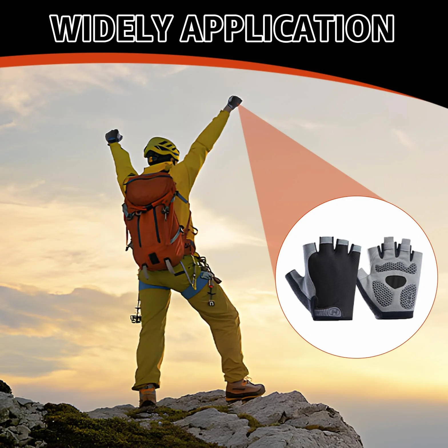 Gants Cyclisme Demi-Doigts, Protection Paume Silicone, Antidérapants Absorbant Chocs Respirant pour VTT Gym
