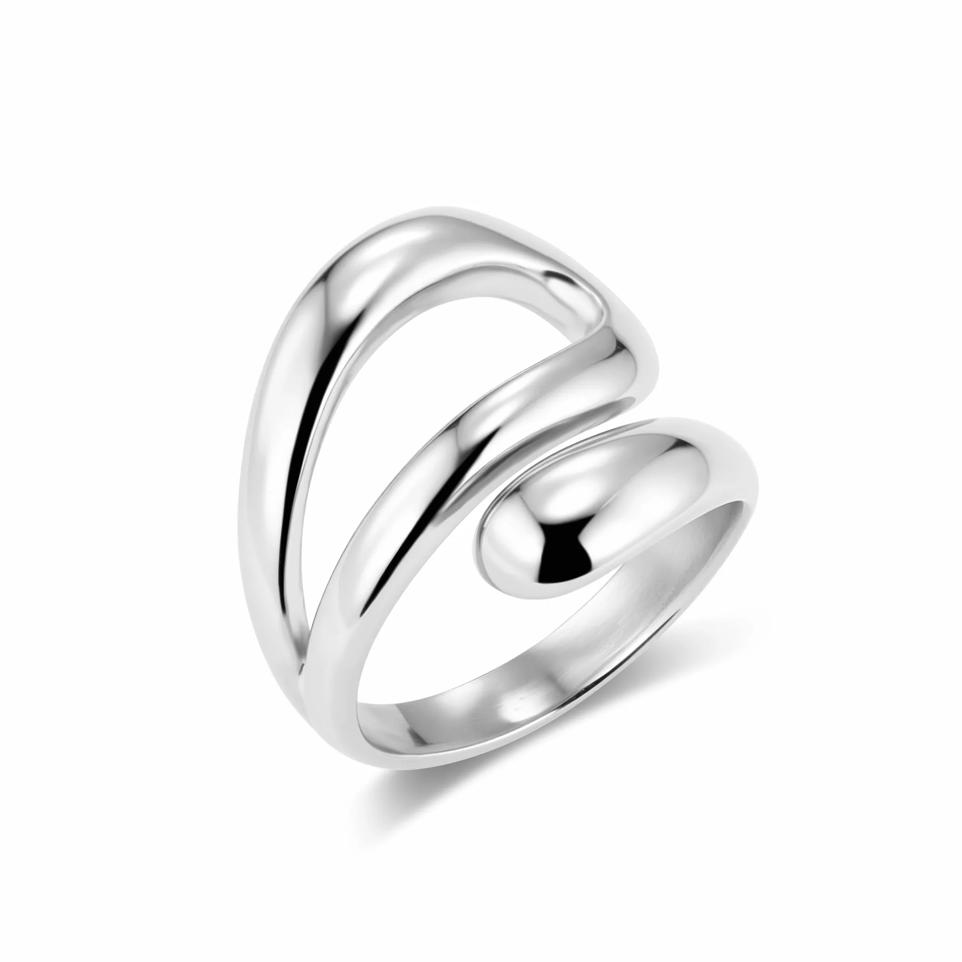 ALEXCRAFT Bague Femme Or/Argent Goutte d'Eau Chunky Acier Hypoallergéniques Plaqué 14K Ajustable