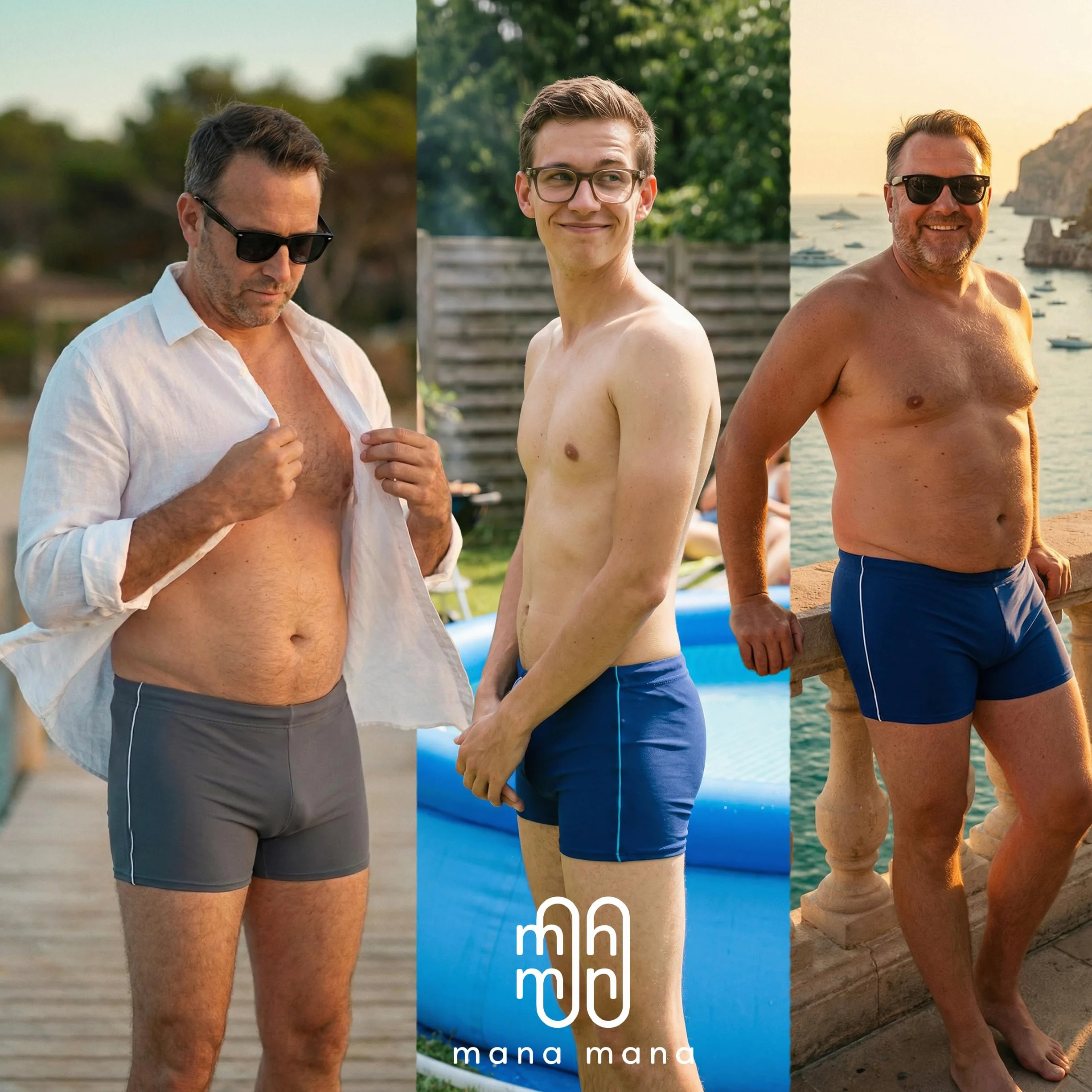 MANA MANA Maillot de Bain Homme Séchage Rapide Résistant au Chlore Taille Élastique Cordon Ajustable Grande Taille Natation Plage