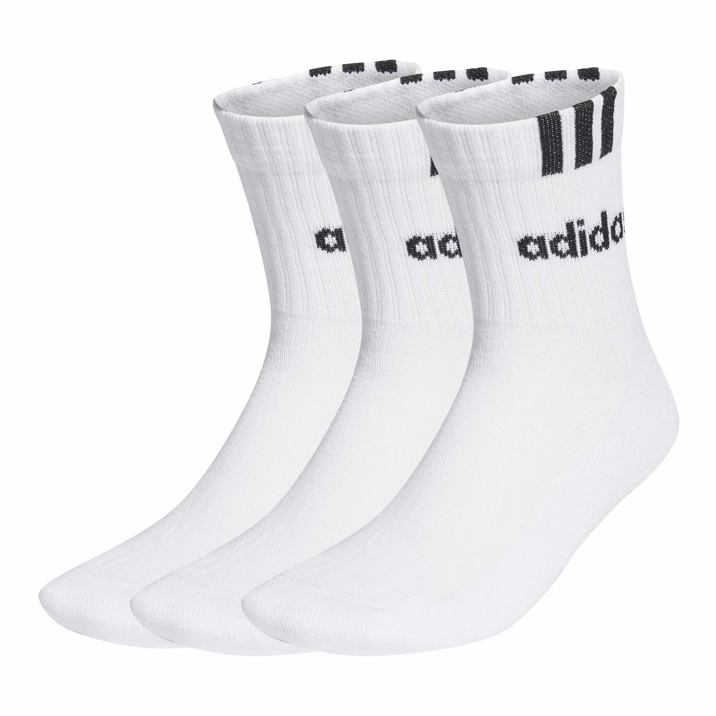 adidas enfant 3-Stripes Linear Half-Crew Cushioned Socks 3 Pairs