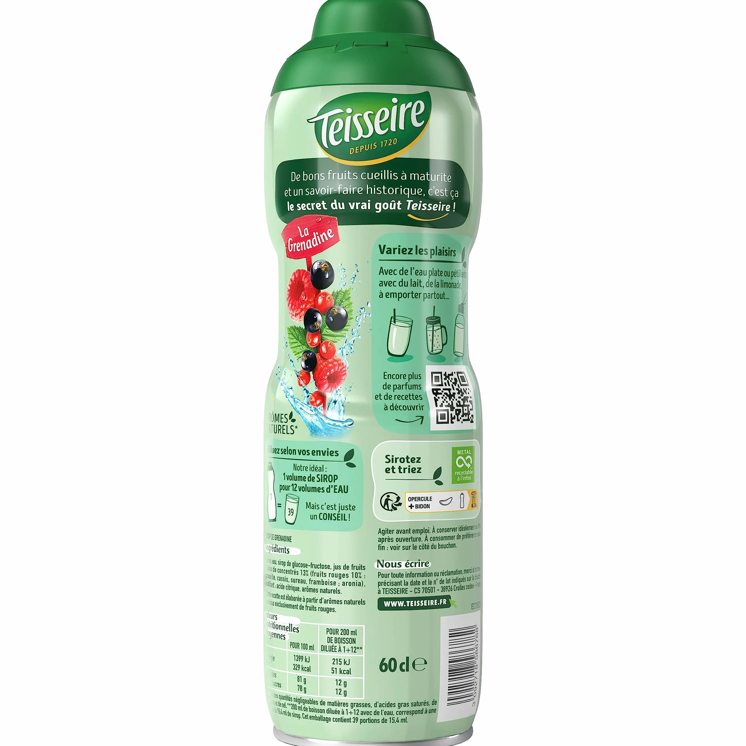 Pack de 6 bidons grenadine Teisseire 60 cl