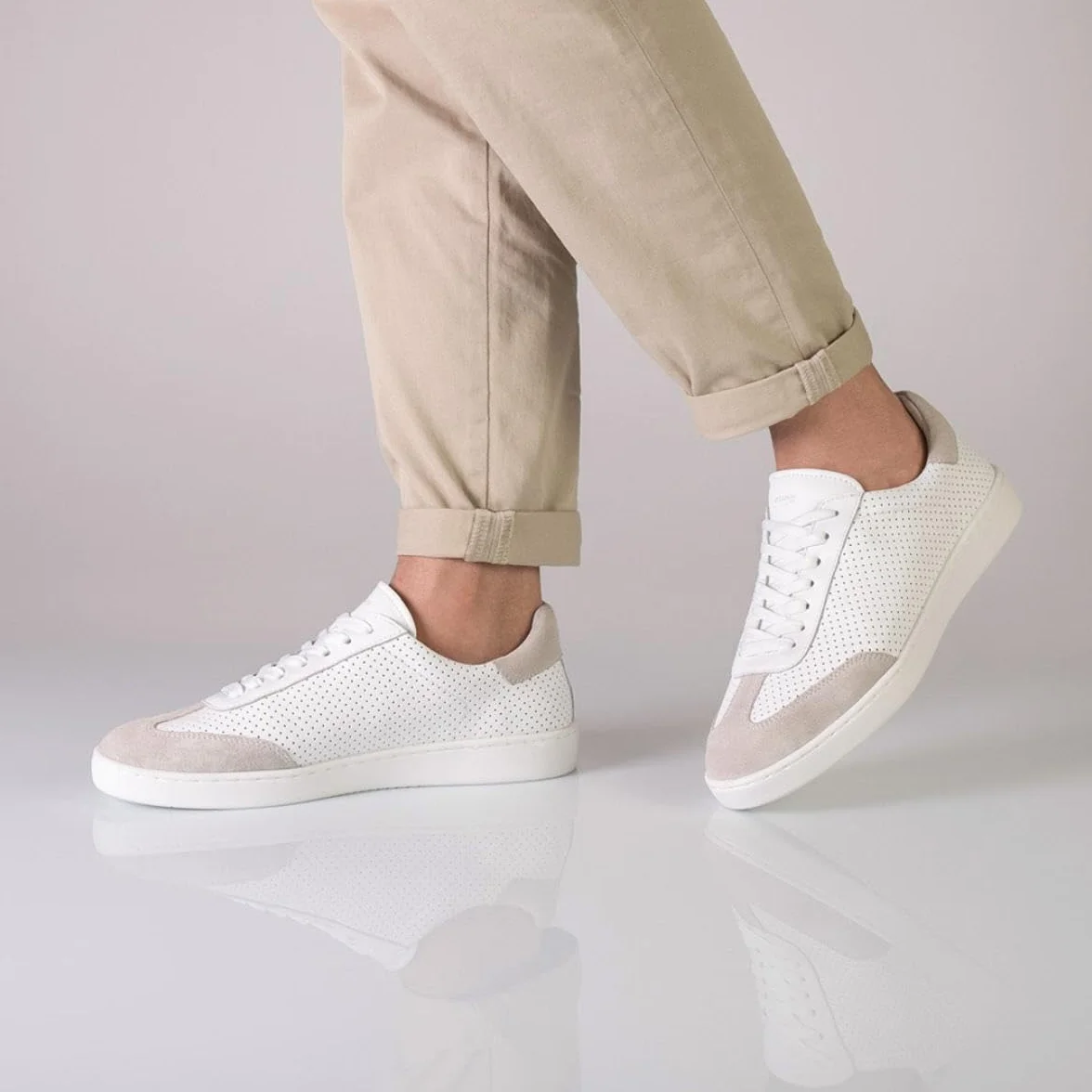 Anna Kern Suny 7420 Baskets de danse en cuir blanc pour homme Semelle en polyuréthane amovible
