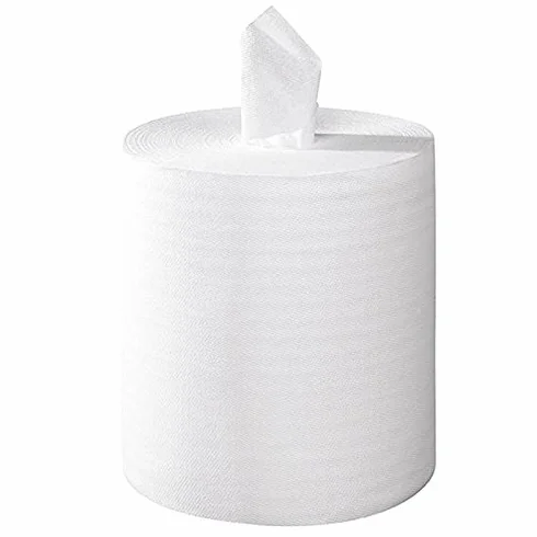 Essuie-mains gauffrés blanc 2x18g/m² - Carton de 6 rouleaux - Dévidage central -2 plis - 450 formats 20x25cm - H261GSM- Certifié France Medical Industrie