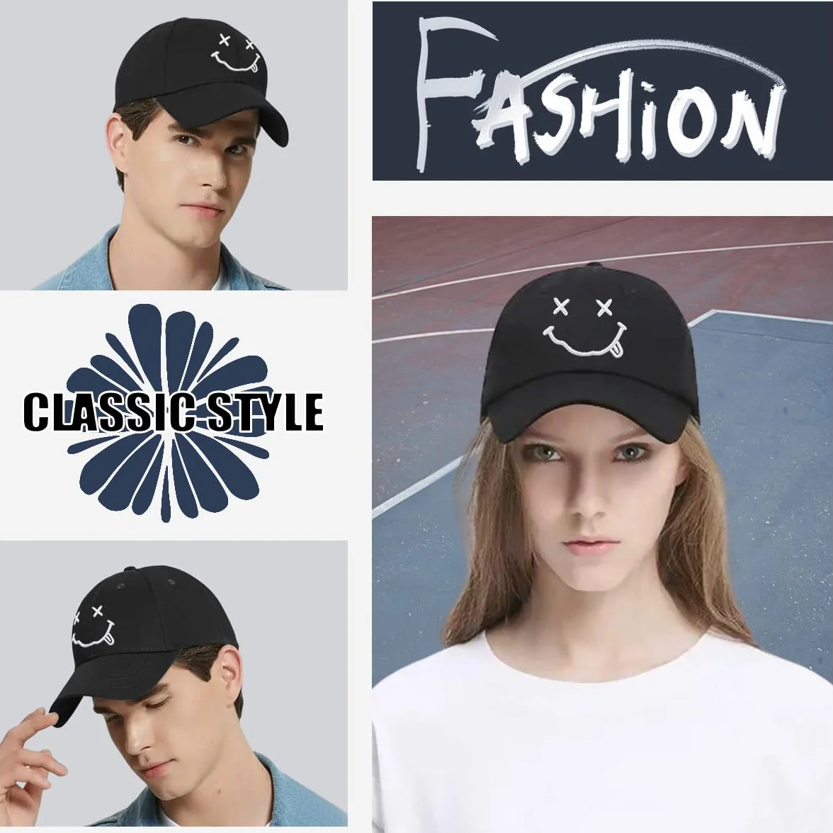 Baynetin Casquette de Baseball Coton Anti-Soleil avec Brodée Réglable Homme Femme Unisexe