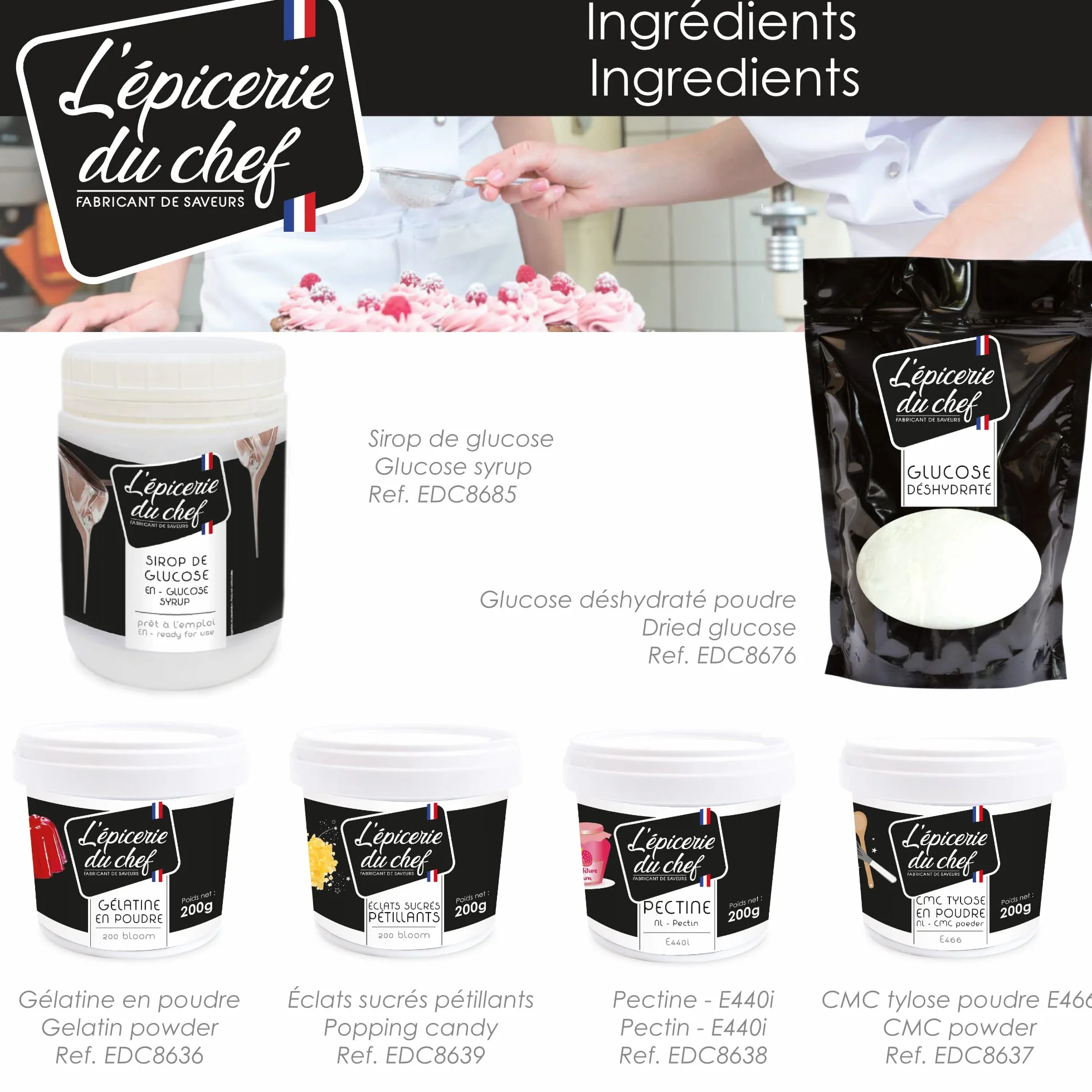 Épicerie du Chef - Sirop de Glucose Pâtissier 1kg - Prêt à l’emploi - Pour Pâtisseries, Desserts, Confiseries & Glaces - Fabriqué en France - EDC8685