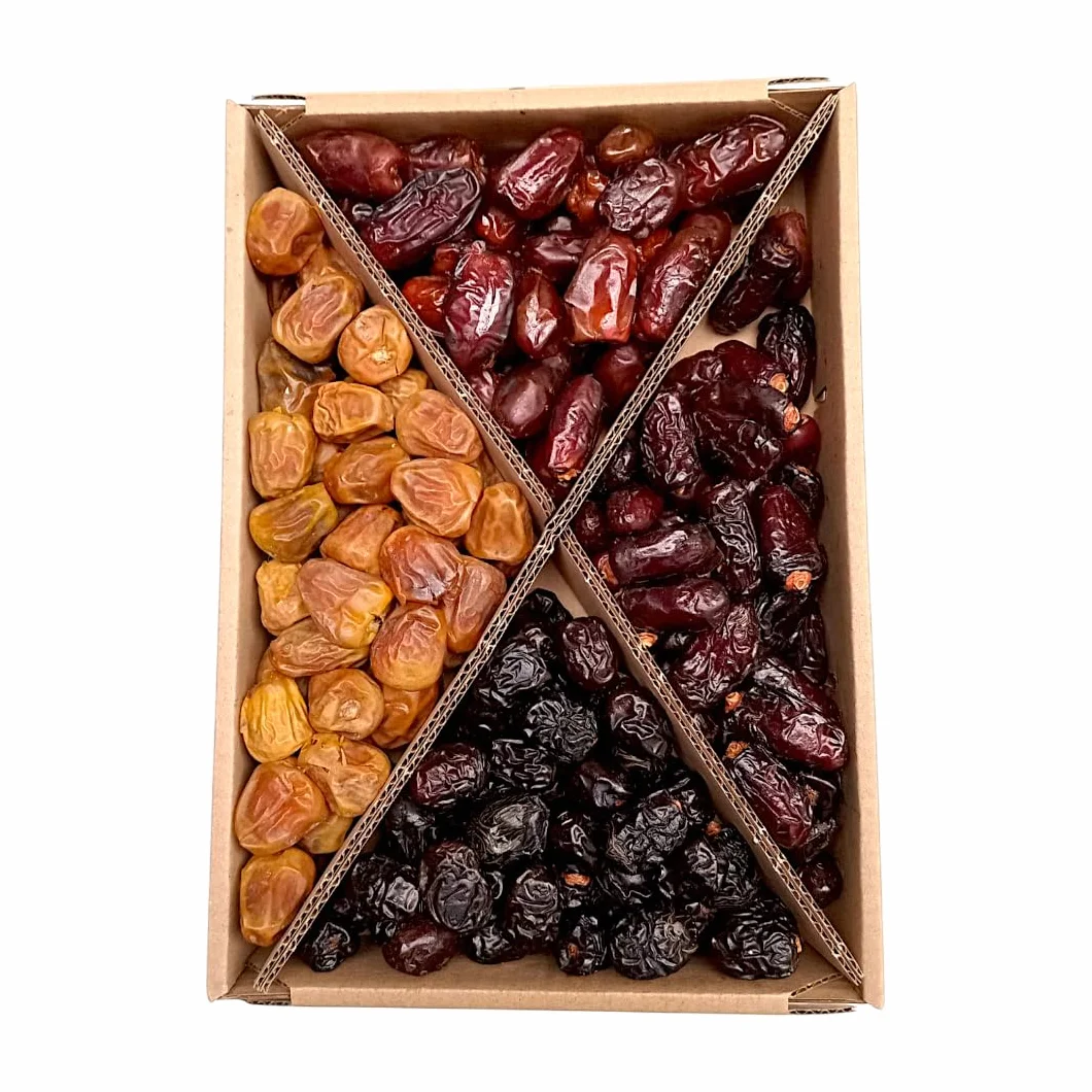 Tomoor Premium Dattes Mix Box, 2kg, Ajwa, Safawi, Khodari et Sukkari Dattes d'Arabie Saoudite, Source d'énergie naturelle