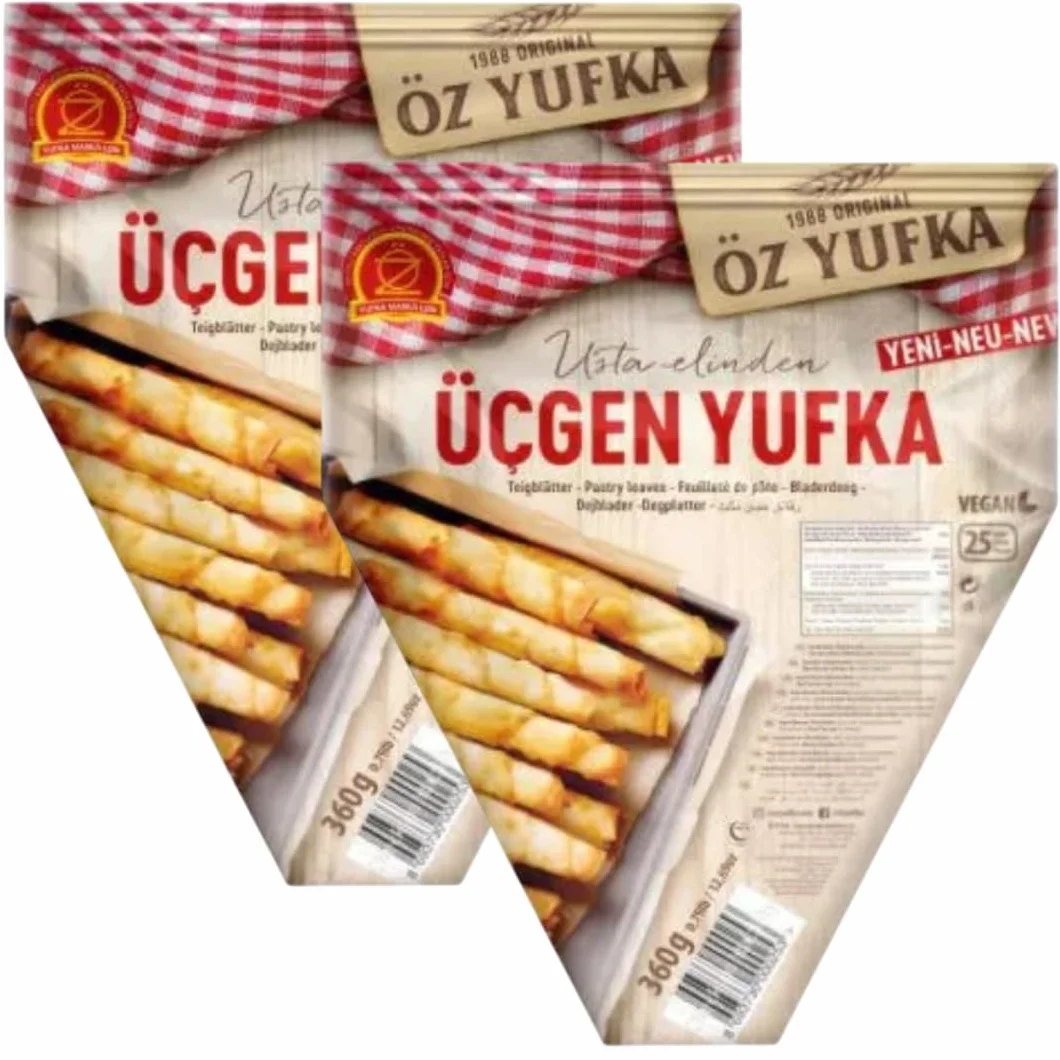 OZYUFKA Feuilles de pâte triangulaires – Souples, Prêtes à farcir, Polyvalentes | Origine Turquie | Idéales pour bricks, böreks et samoussas – Poids net 360 g, 2 Paquets