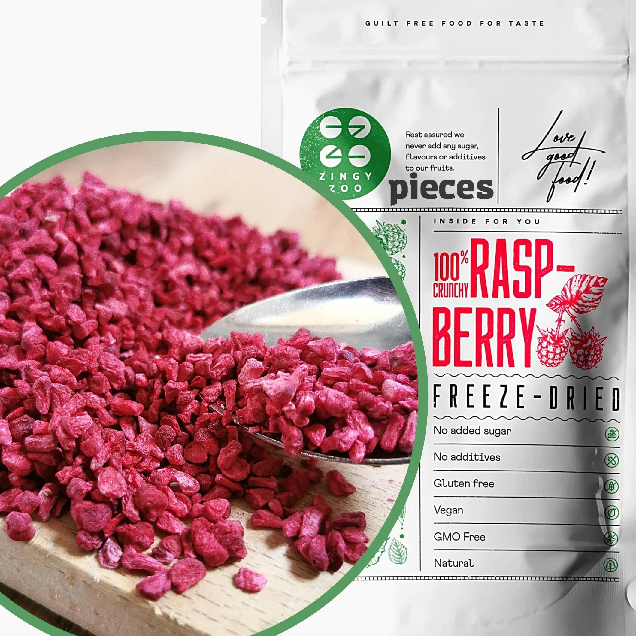Framboise Lyophilisée en Morceaux | Naturel Framboises Séchées | Fruits Seches Lyophilisateur | Fruits Secs Fruits Frais | Freeze Dried Raspberry Pieces | Gefriergetrocknete Himbeeren (100g)