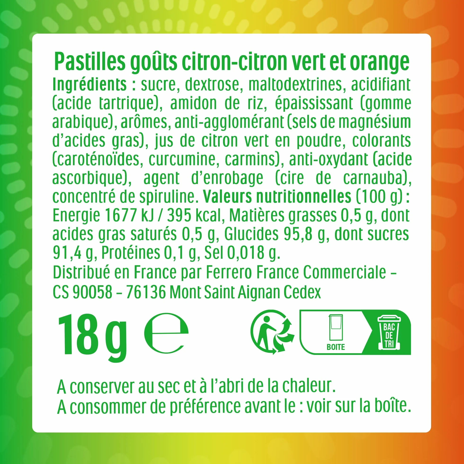 TicTac Duo Goûts Orange et Citron Vert - Bonbons aux fruits - Format de Poche 24x18g