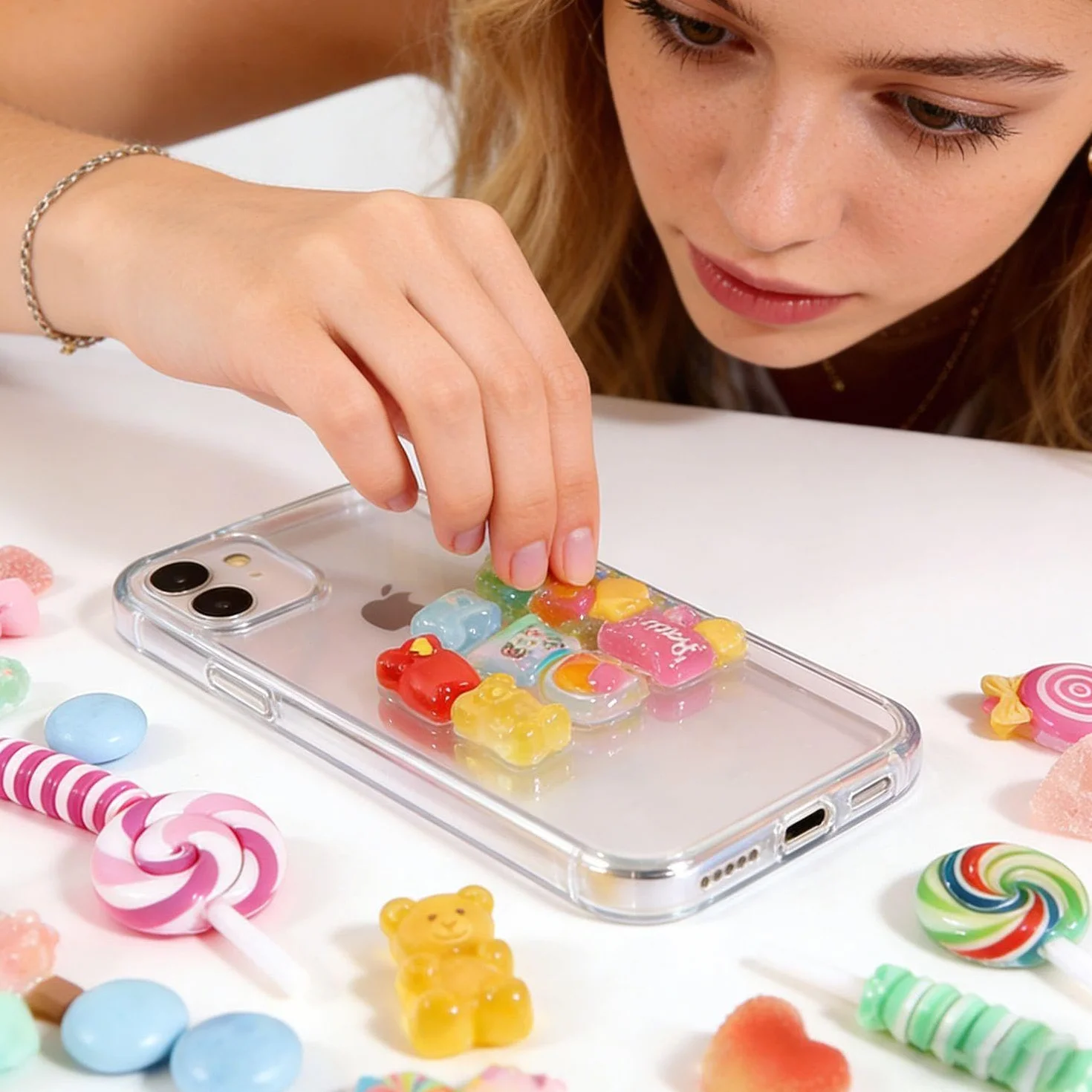 SLEEKEE 100 Pièces Décorations De Bonbons en Résine, Décorations De Sucettes Sucrées, Packs De Matériaux Faits À La Main, Différentes Couleurs Et Formes.
