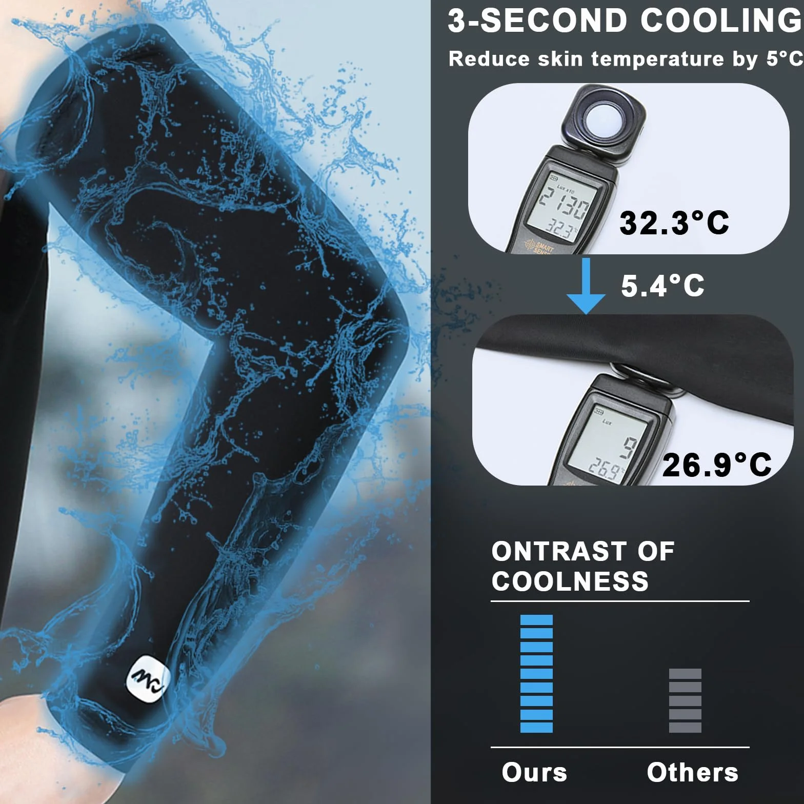 Manchons de protection solaire UV UPF 50+ rafraîchissants pour homme et femme sport