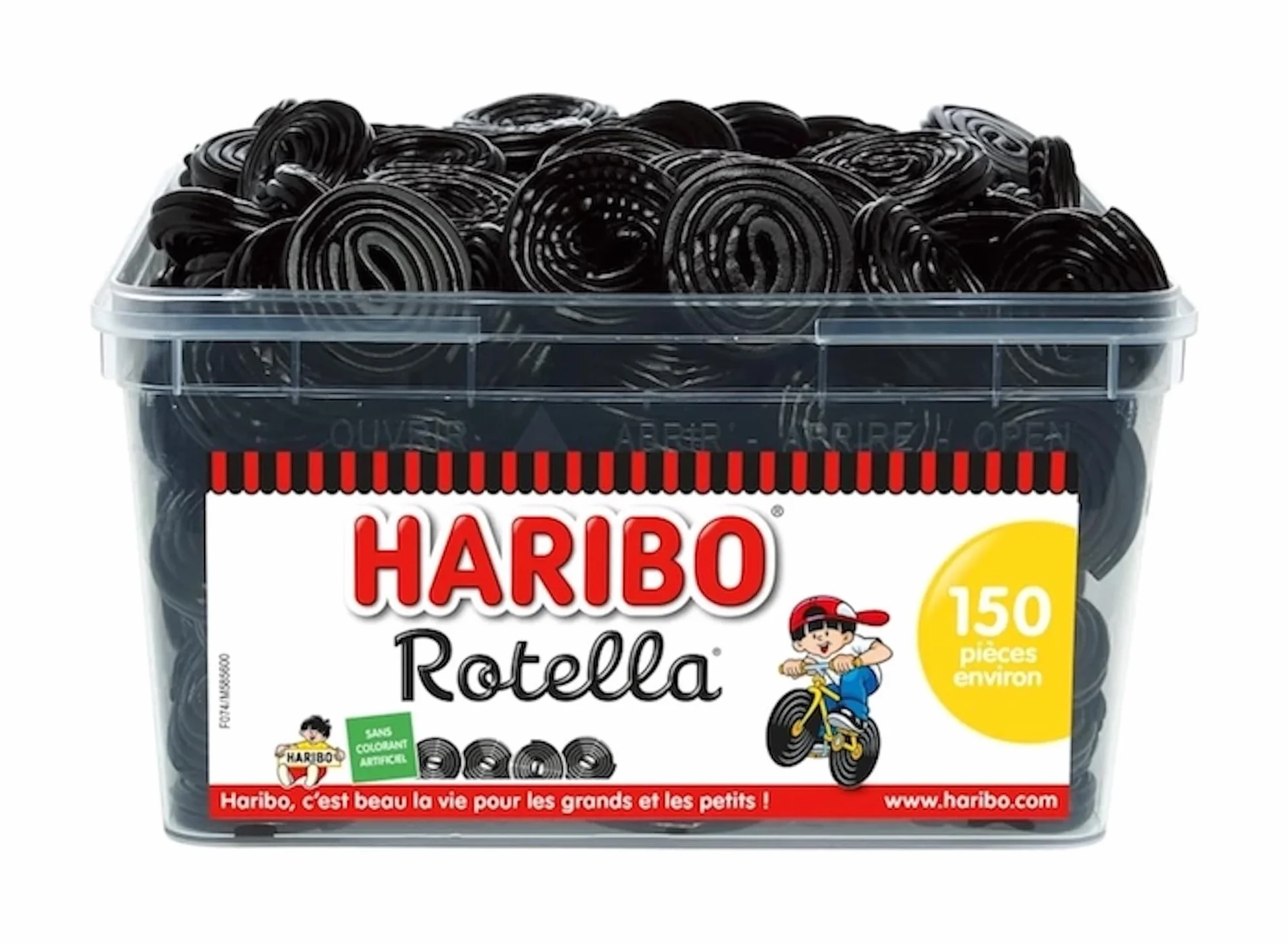 HARIBO - Rotella - Bonbons Réglisse - Sans Colorants Artificiels & Sans Gélatine - Boîte De 150 Bonbons