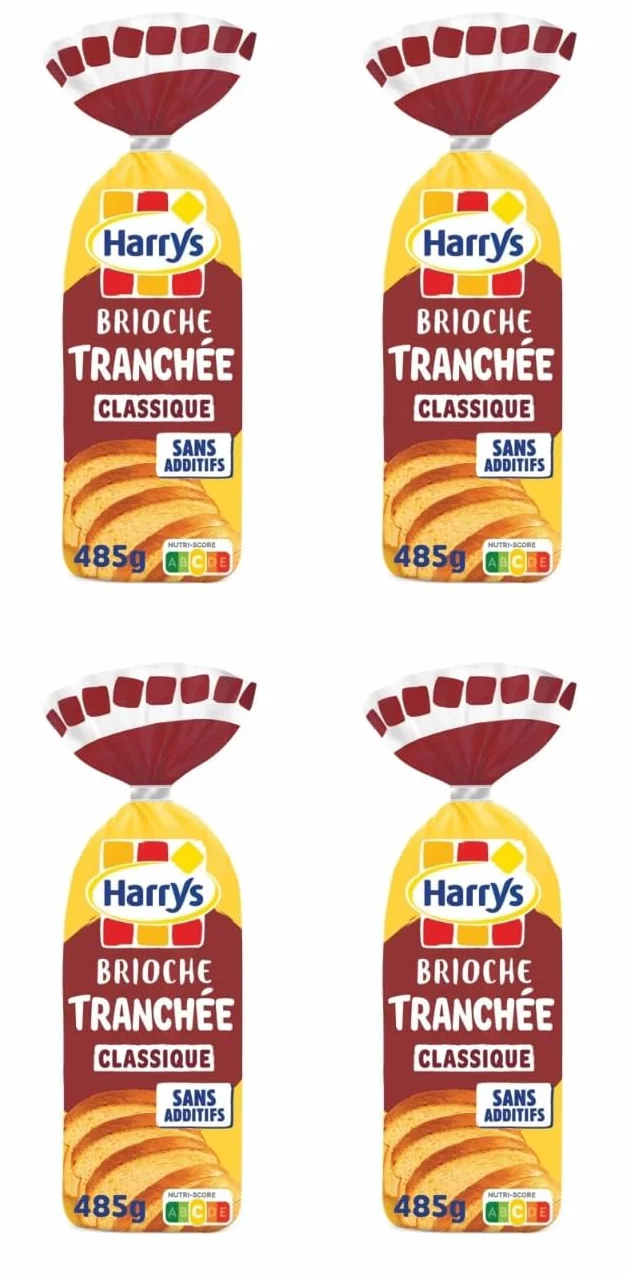 HARRYS Brioche Tranchée Classique Nature, Sans Additifs, 485g, Lot de 4
