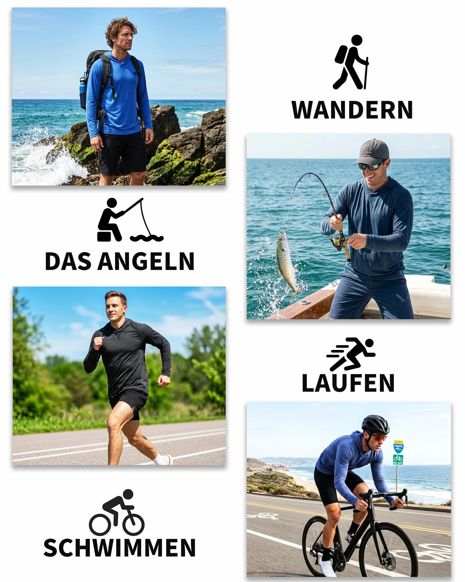 MEETWEE T-Shirt Homme Manches Longues Capuche UPF 50+ Protection UV Séchage Rapide Léger Respirant Pêche Randonnée