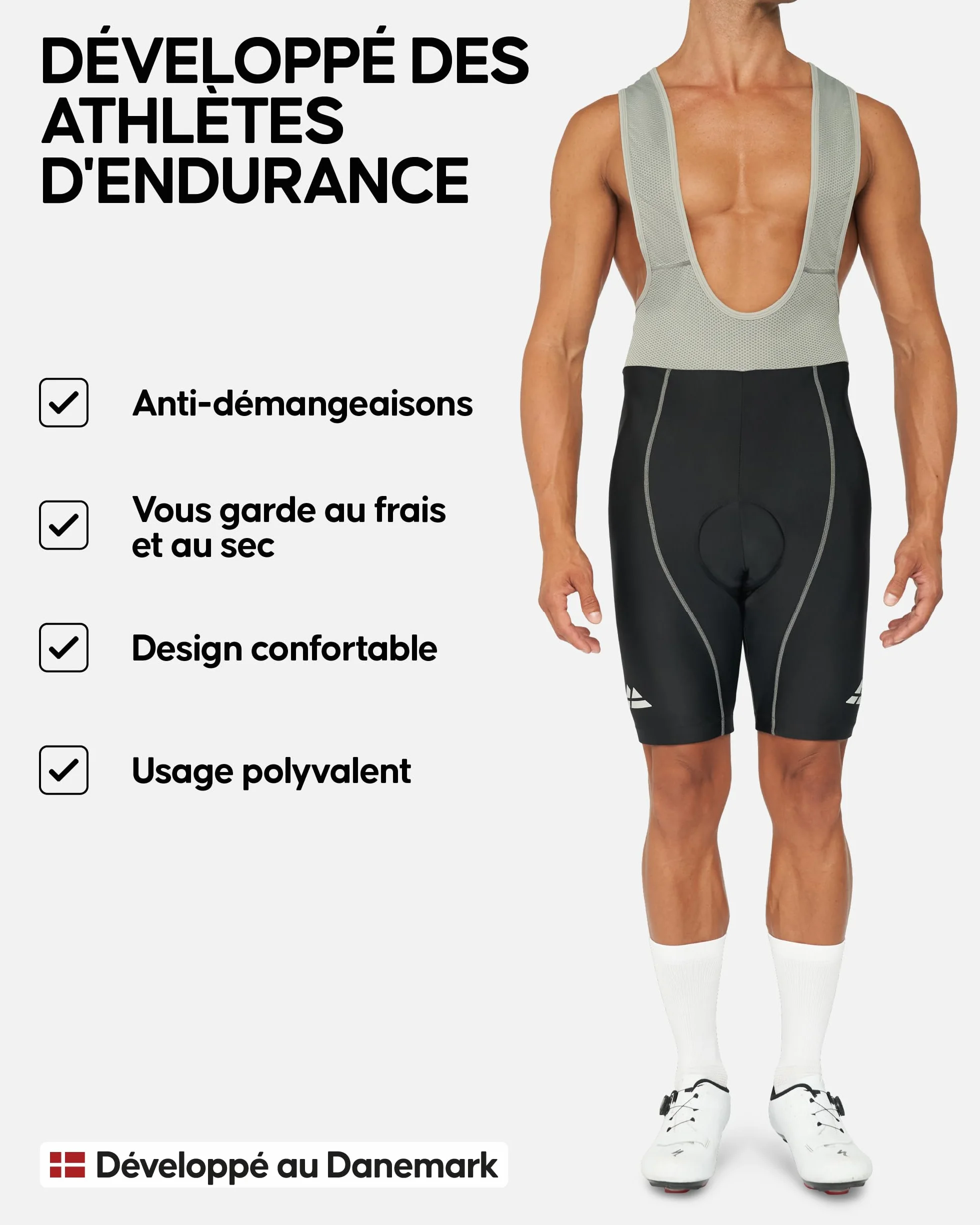 DANISH ENDURANCE Cuissard Vélo à Bretelles Homme Rembourrage 3D Respirant Stretch