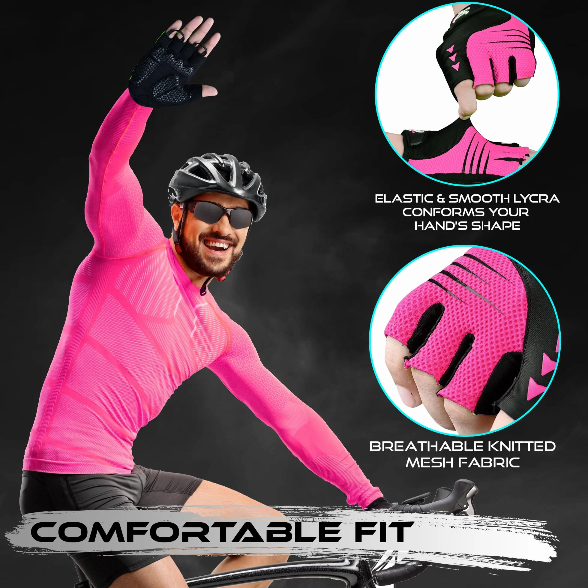 BEAST RAGE Gants de Cyclisme à demi-Doigts pour Hommes et Femmes, Gants vélo rembourrés Respirants Antidérapants, Gants de vélo de Route VTT Absorbant