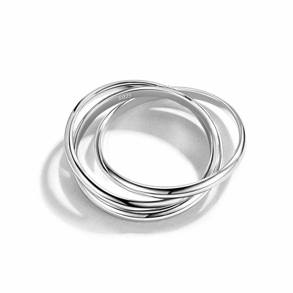 Dankadi Bague Entrelacé 925 Argent 3/5/9 Pièces Largeur 4/6/9mm Taille 49-70mm Anneau Multiple Lot