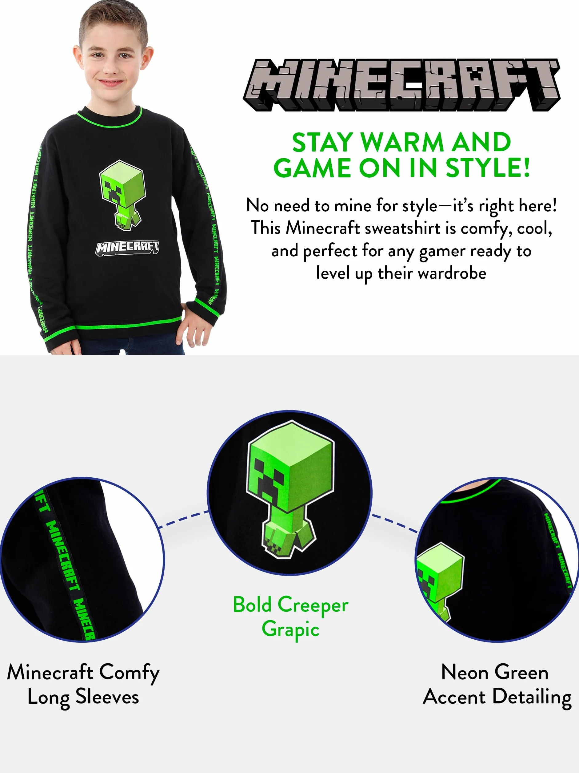 Minecraft Sweatshirt Garçon Creeper