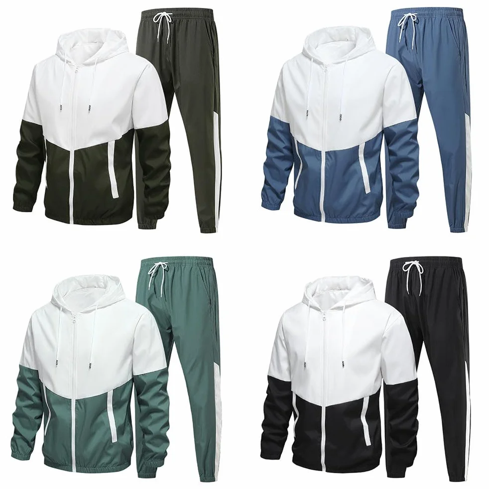 Ensemble Homme Survêtement Veste à Capuche Zippé et Pantalon Longue Jogging Automne Printemps