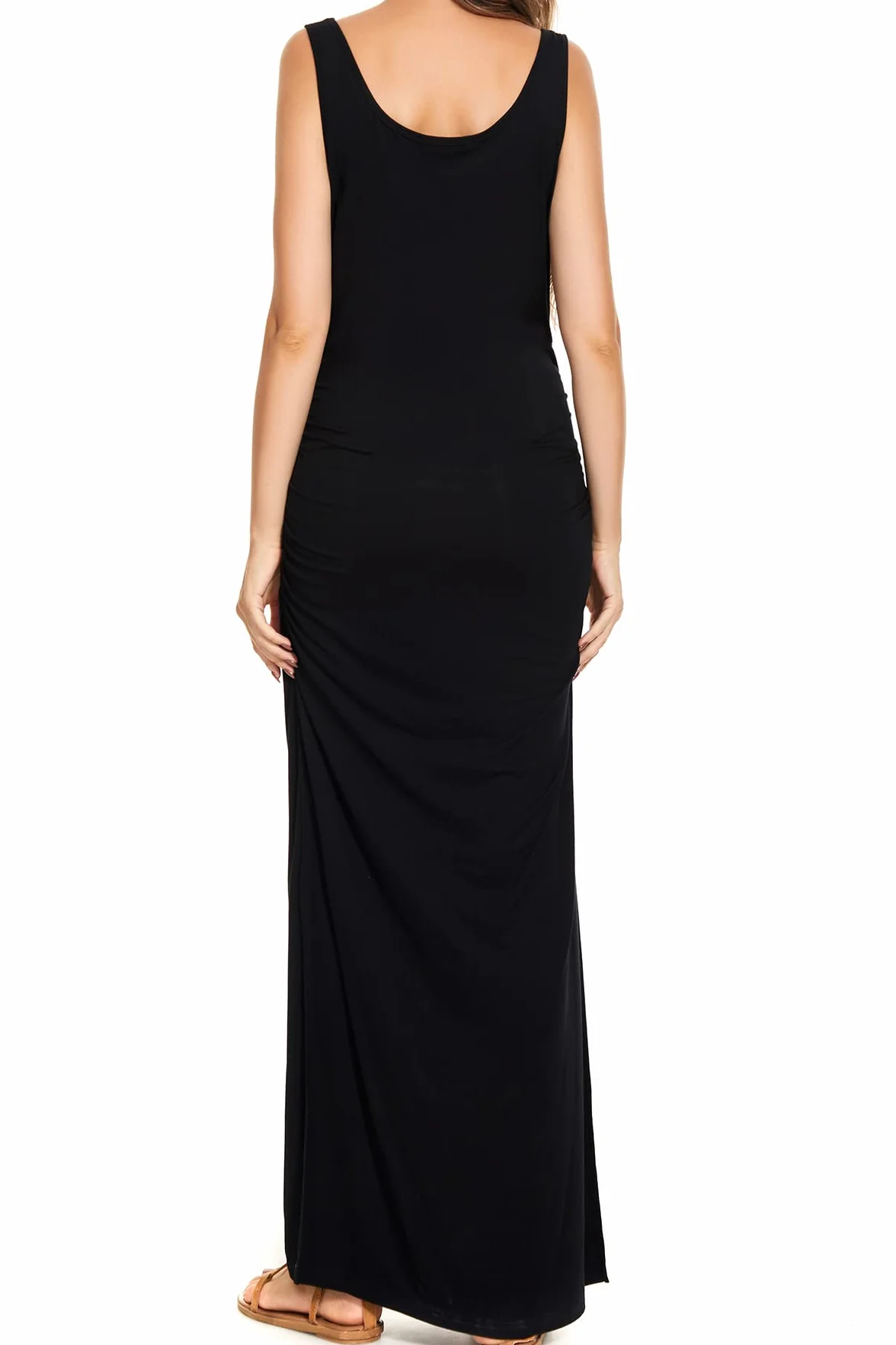 Robe de maternité Longue Fendue sans Manches pour Femme